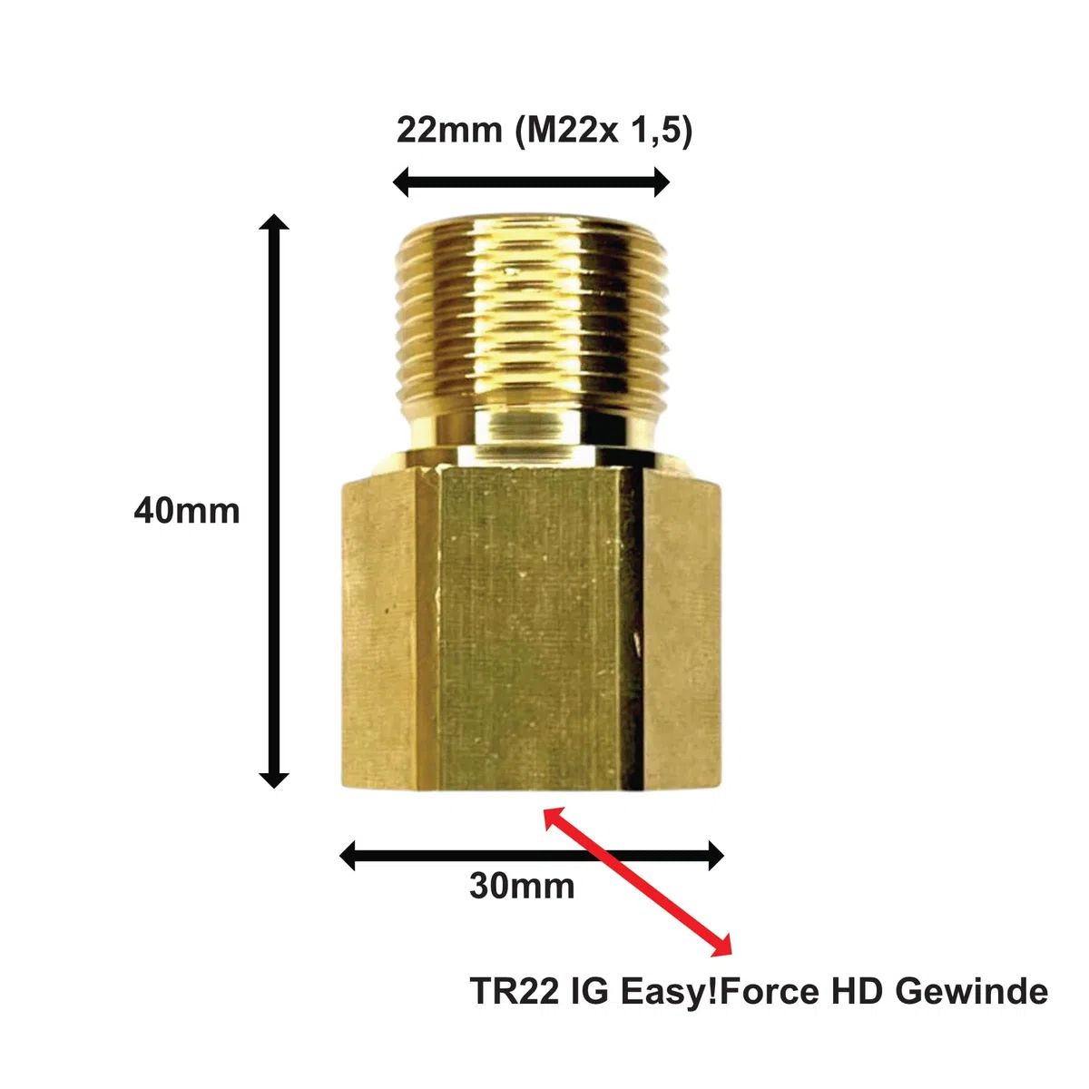 M&M Smartek Adapter 6 für Kärcher EASY!Lock TR22 IG auf M22 x 1,5 AG – Messing-Adapter für HD/HDS Hochdruckreiniger – Verbindet EASY!Force Pistole mit M22-Schläuchen