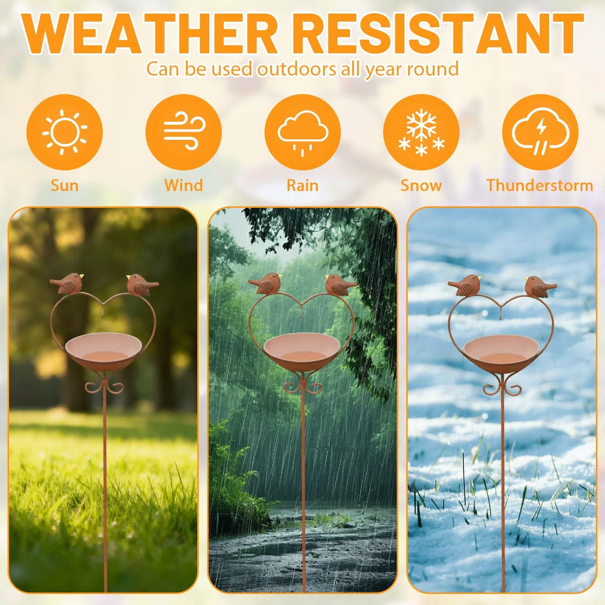 Gartendeko Rost Vogeltränke Stehend,Vogelbad Garten Gartenstecker Rost Bienentränke Metall Insektentränke Rostdeko Gartendeko für Draußen Wetterfest Wassertränke für Vögel Beetstecker Topfstecker (B)