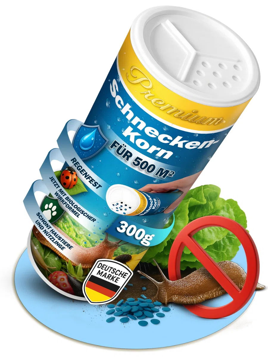 Schneckenkorn Regenfest | 300g für 500m²| Schneckenlinsen gegen Nacktschnecken | Haustierfreundlich | Schneckenschutz mit biologischer Wirkformel | Für alle Gemüsearten (1x Streudose)