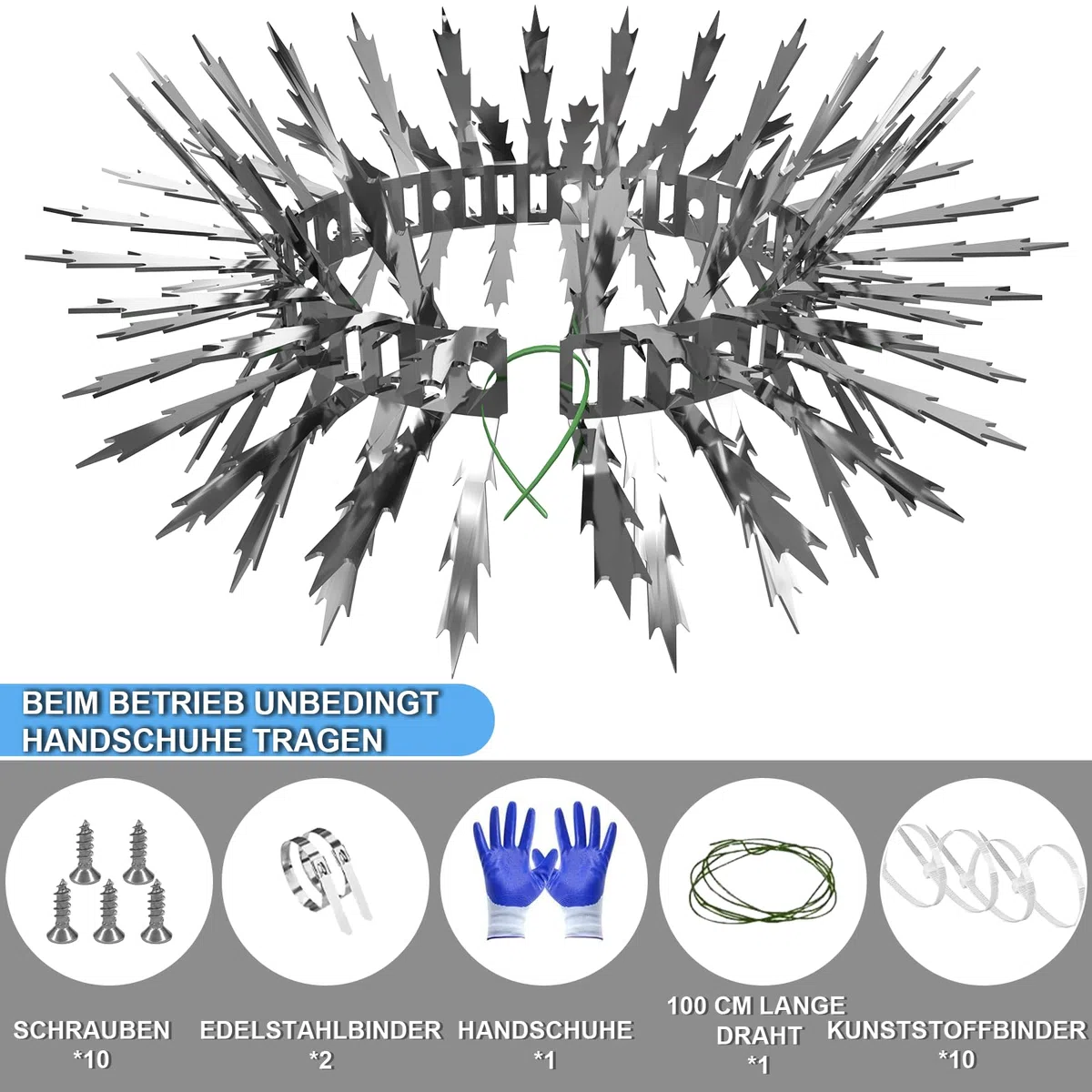 Marderabwehr, Taubenabwehr Spikes, Vogelabwehr, Waschbär Abwehr Marderschutz Fallrohre für Garten, Balkon, Dachboden, Baumschutz, Dachrinnen - 2,2M Edelstahl Ahornblattförmige 5CM Spikes