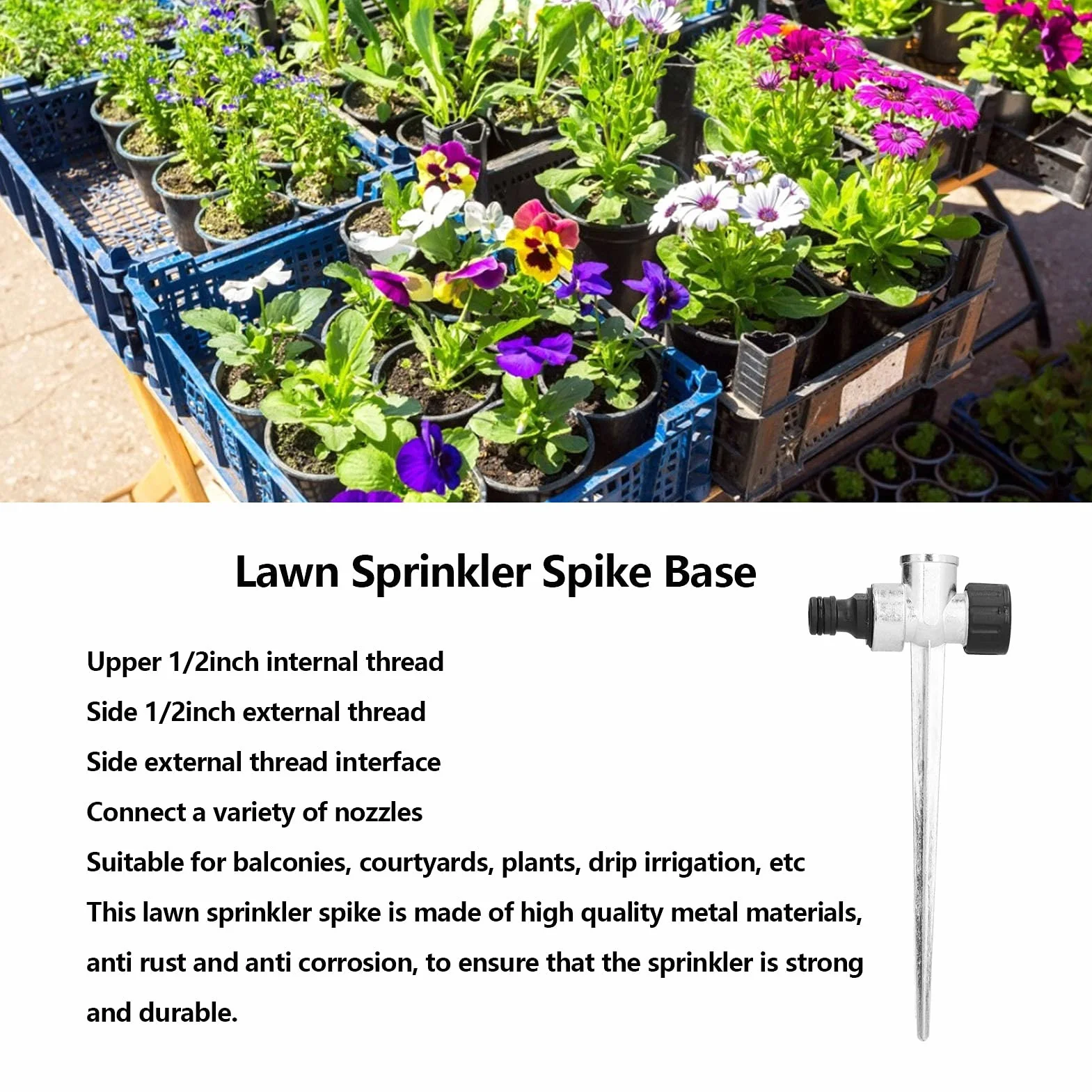 5pcs Sprinklerkopf, Bewässerung Sprayer, 1/2inch Innengewinde Seite Außengewinde Schnittstelle Metall Rasen Wasser - Automatische Landschaft Sprühdüse Rasensprenger