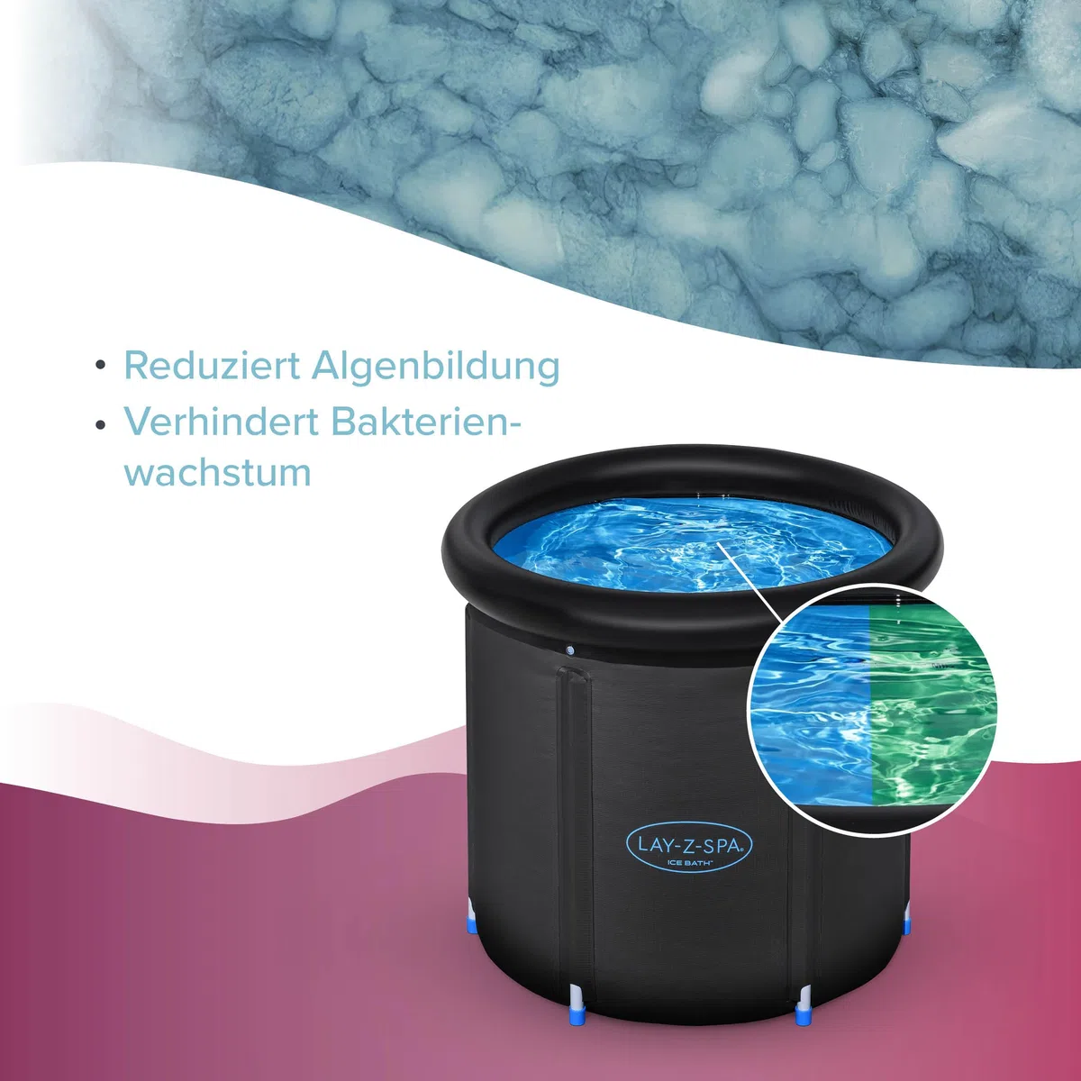 BAYZID 1 L Eisbad Wasserpflege ohne Chlor - Hygiene & Klarwasser für Eisbäder, Kaltwasserbecken & Eistonnen - Chlorfrei & Duftstofffrei - Effektive Anti-Bakterien-Formel - Einfache Dosierung