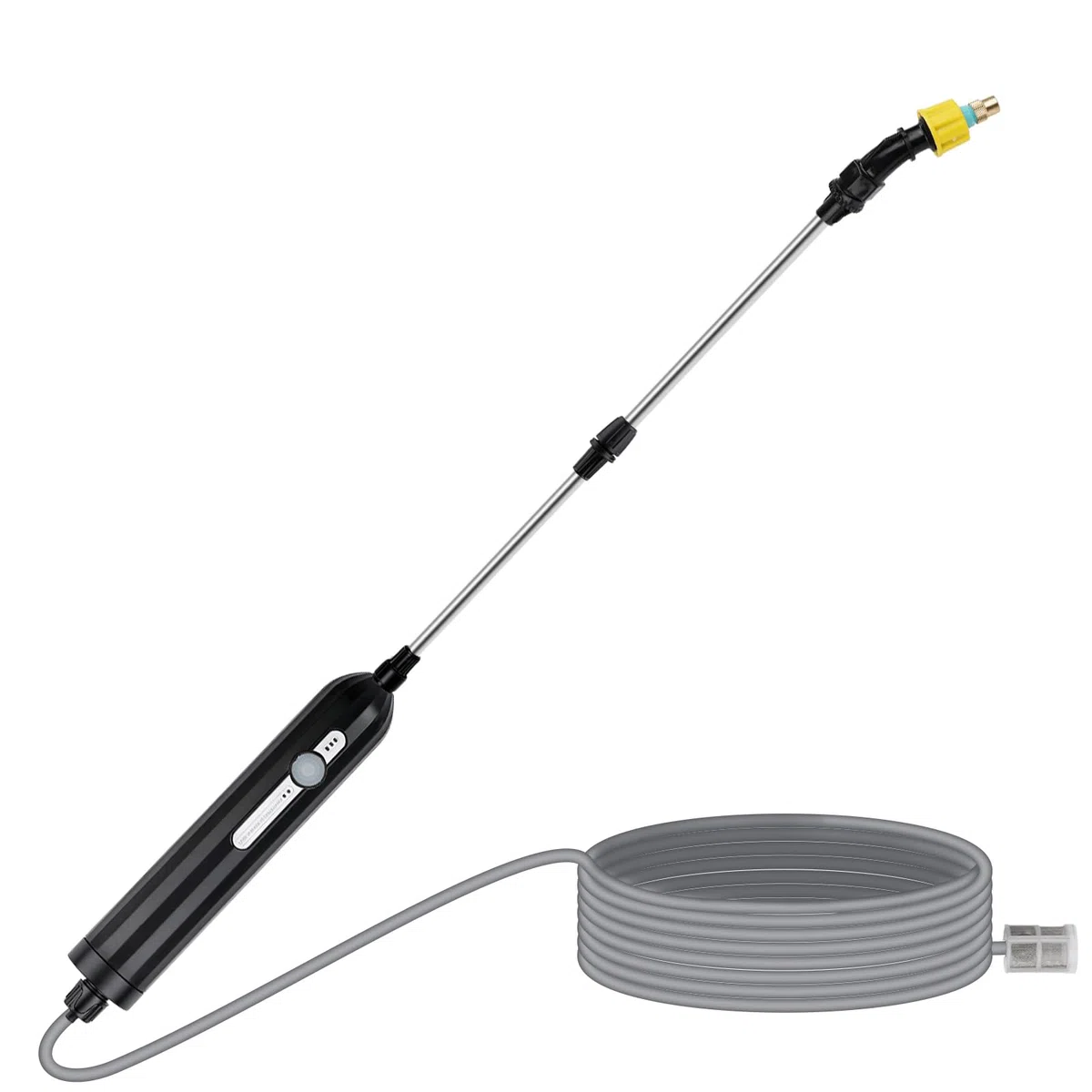 5 Meter lange, flexible elektrische Gartenspritze mit schwarzem, wasserdichtem Griff zum Bewässern von Blumen und Versprühen von Pflanzenschutzmitteln (eingebauter Akku: 2000 mAh)