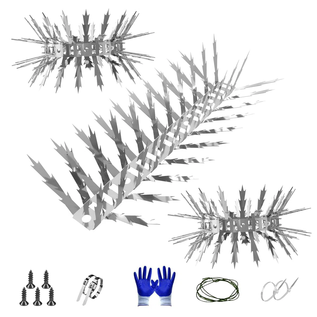 Marderabwehr, Taubenabwehr Spikes, Vogelabwehr, Waschbär Abwehr Marderschutz Fallrohre für Garten, Balkon, Dachboden, Baumschutz, Dachrinnen - 2,2M Edelstahl Ahornblattförmige 5CM Spikes