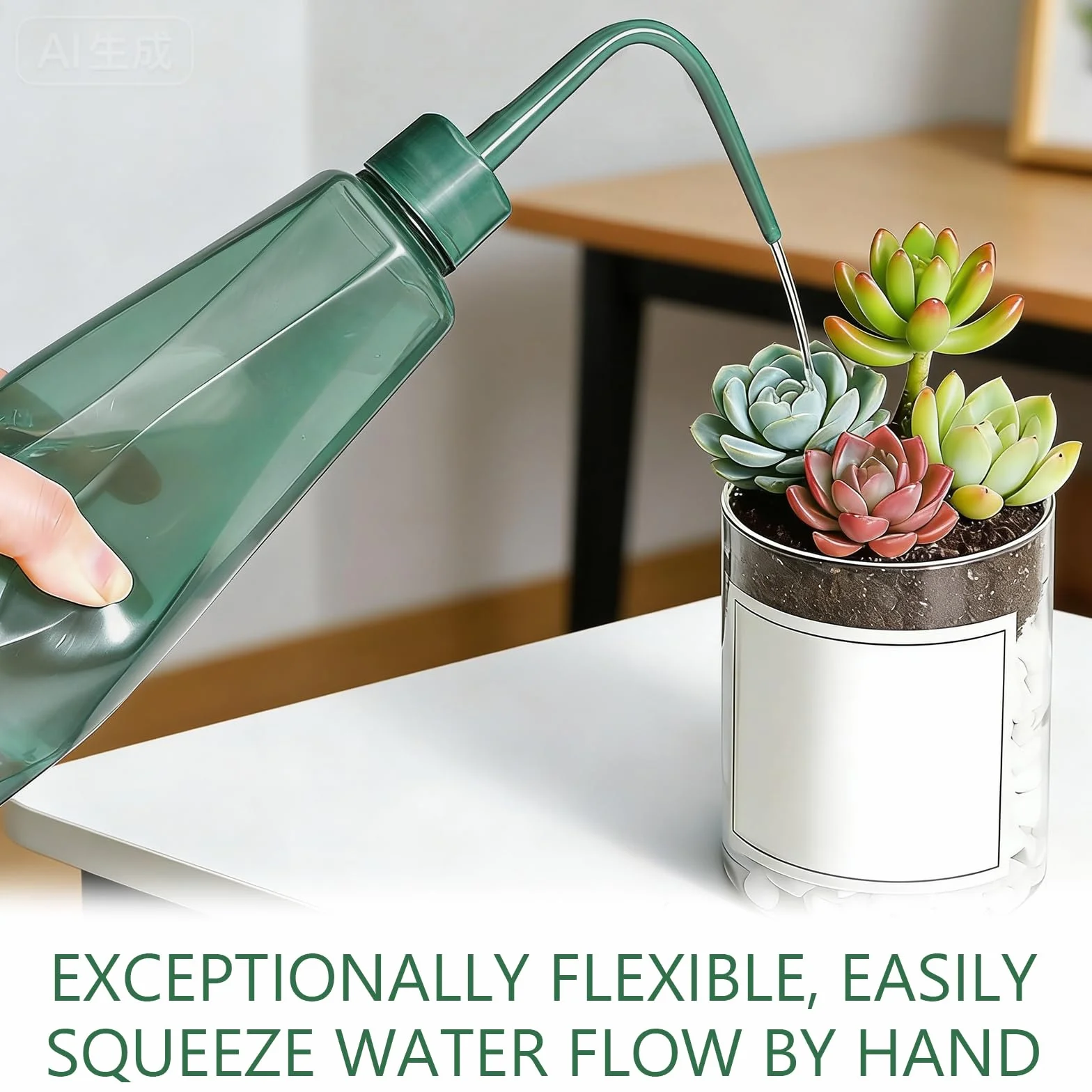 Kleine Gießkanne für Zimmerpflanzen, 450 ml Mini Giesskanne, Bewässerung Flasche für Sukkulente Kaktus Sämlinge Bonsai (Blau)