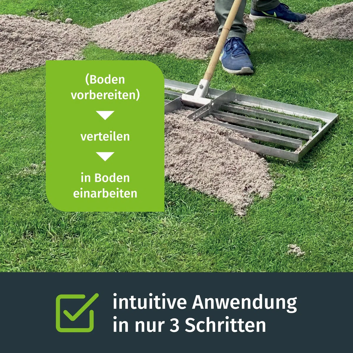 Turbogrün Rasensand, grober Quarzsand 0,2–2 mm, ideal zum Rasen sanden und Aerifizieren, verbessert Drainage und Bodenstruktur, für Garten und Sportflächen, 18 kg Sack