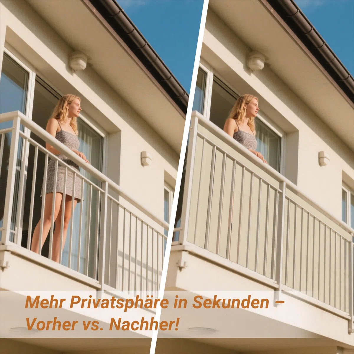 Balkon Sichtschutz 90x500cm, Blickdicht & wetterfest – Balkonabdeckung und Windschutz mit Ösen und Kordel, Creme