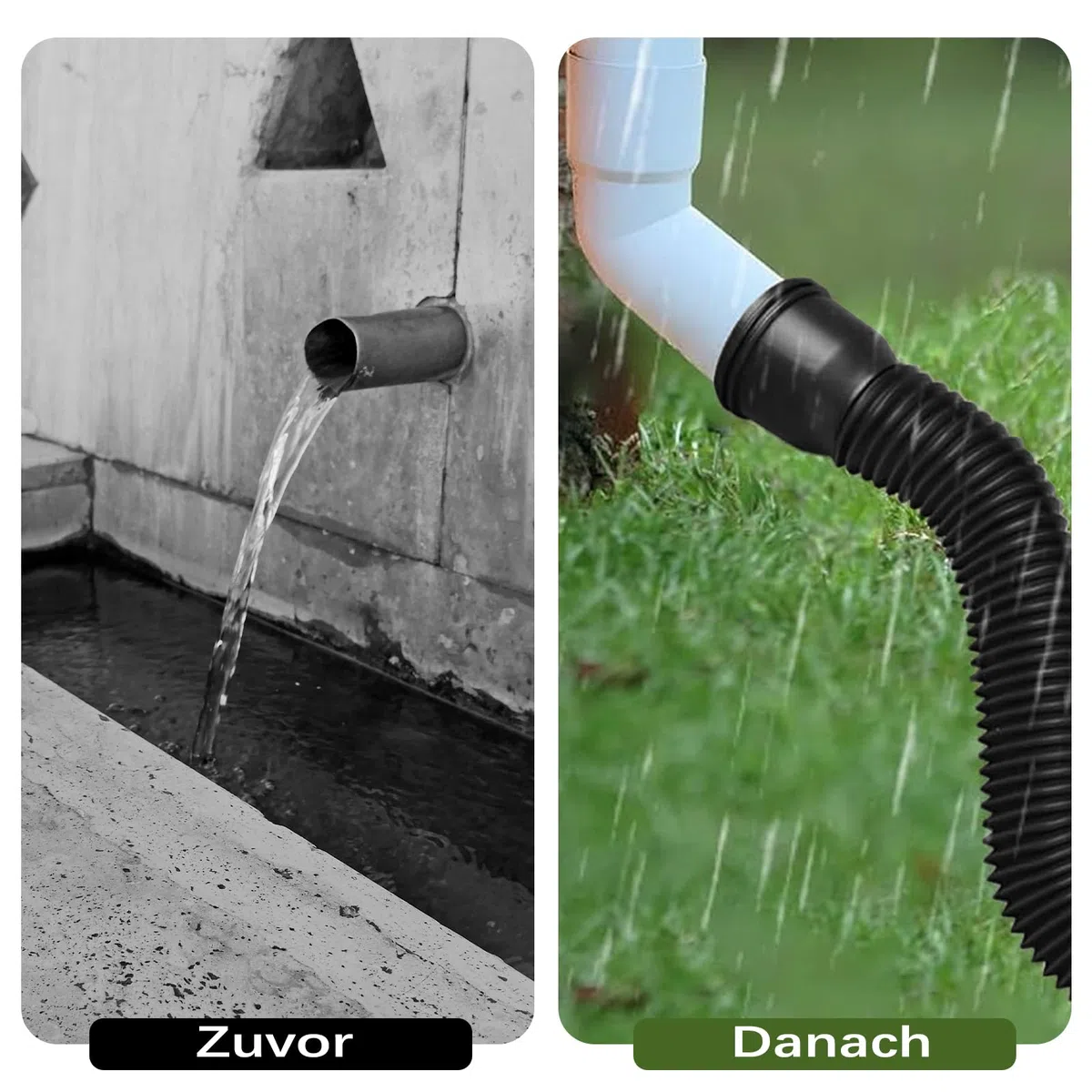 Fallrohr Erweiterungsset, Flexible Rundes Verlängerung Fallrohr Durchmesser 80/100 mm, Fallrohr Erweiterung von 47 bis 150 cm