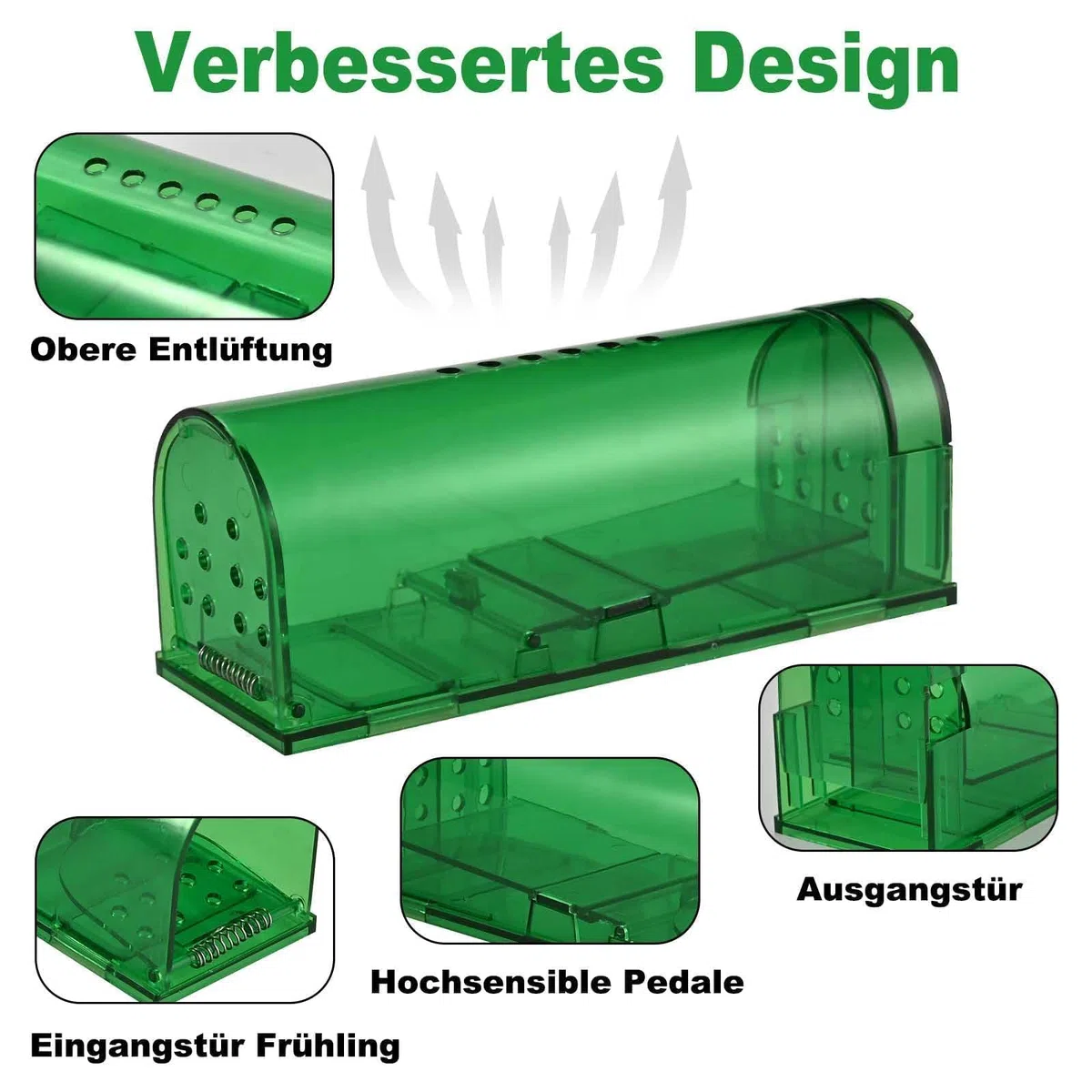 Cieex Lebendfalle für Maus, 4er Set Mausefalle Lebend Ratte, Tierfreundlich Lebendfalle Maus Hochsensibler Auslösemechanismus mit Luftlöchern, Wiederverwendbare Mausefalle für Mäuse