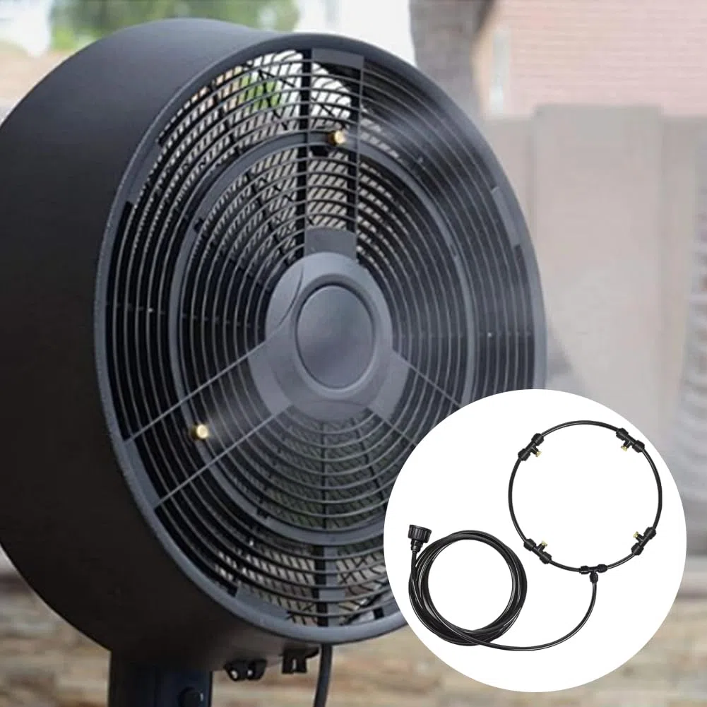 16-Zoll-Außenventilator-Kühlnebelsystem Tragbares Sprühsprinkler-Nebel-Kit Nebelventilator-Düsen-Kit Ventilatorsprüher Outdoor-Garten-Terrassen-Vernebler