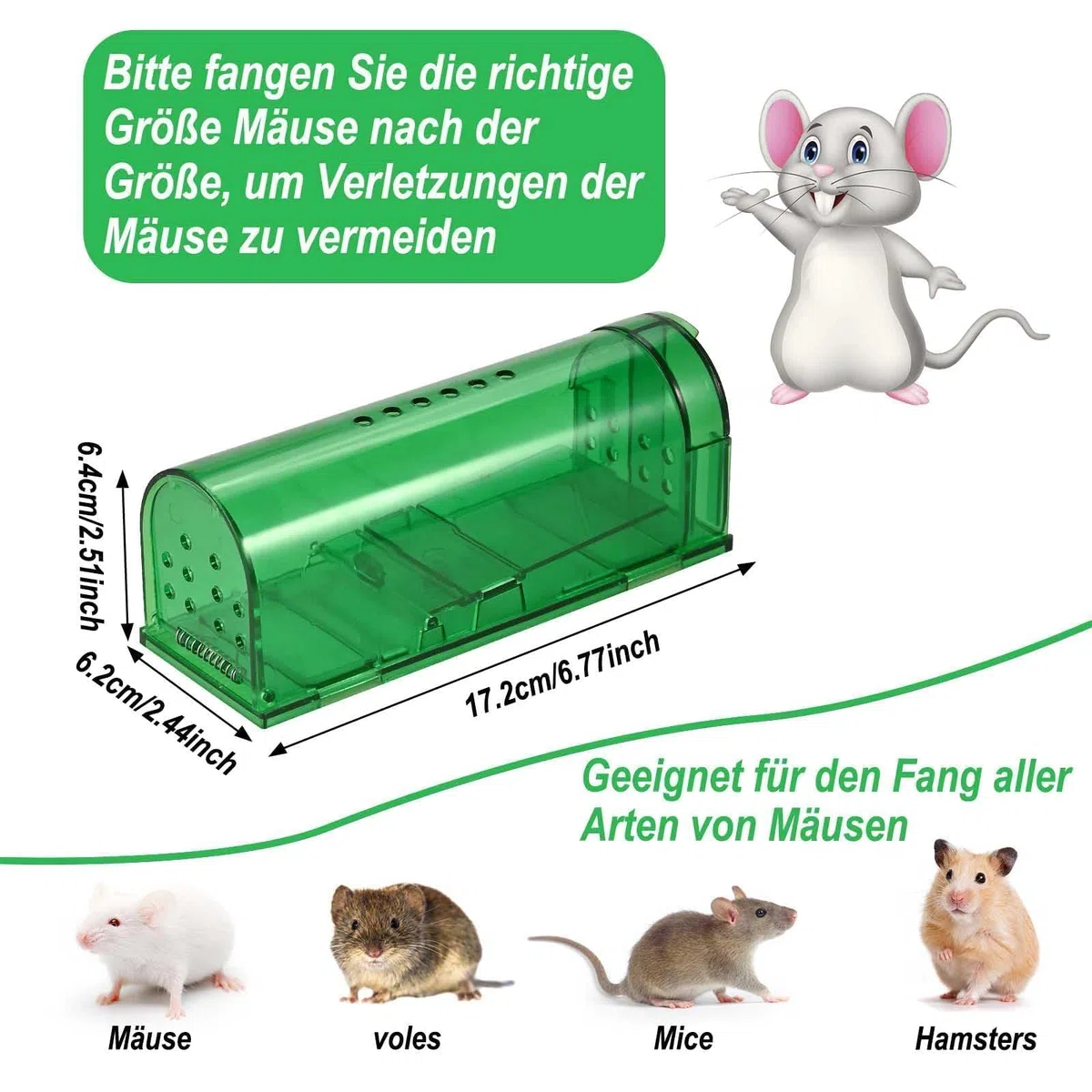 Cieex Lebendfalle für Maus, 4er Set Mausefalle Lebend Ratte, Tierfreundlich Lebendfalle Maus Hochsensibler Auslösemechanismus mit Luftlöchern, Wiederverwendbare Mausefalle für Mäuse