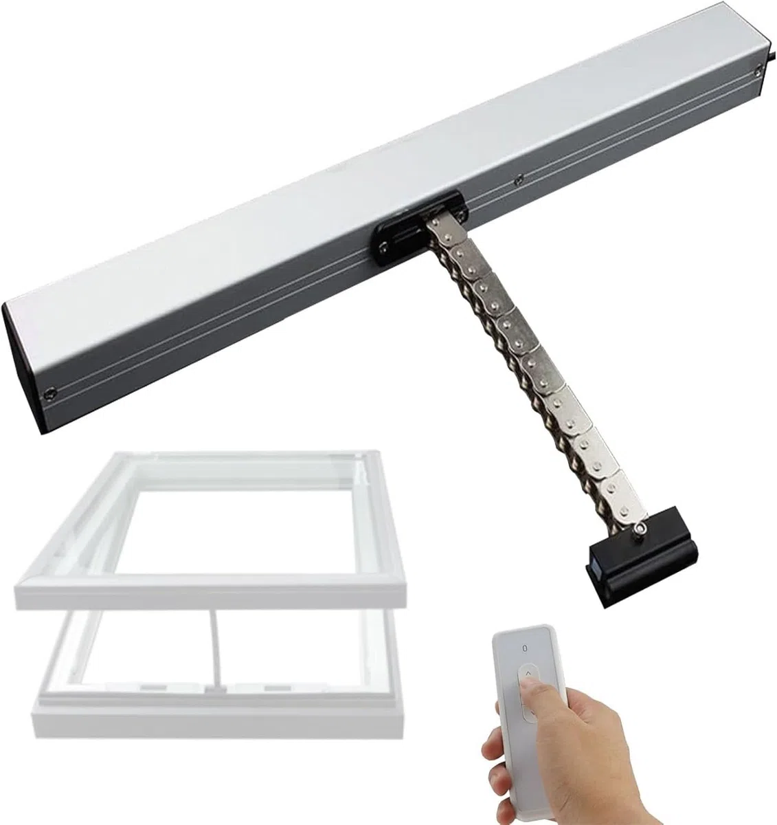 Elektrischer Kettenantrieb, Fensteröffner, 600 N, für Dachfenster und Flügel, 300–1000 mm, mit automatischer Schließfunktion, ideal für Heim- und Büroautomation