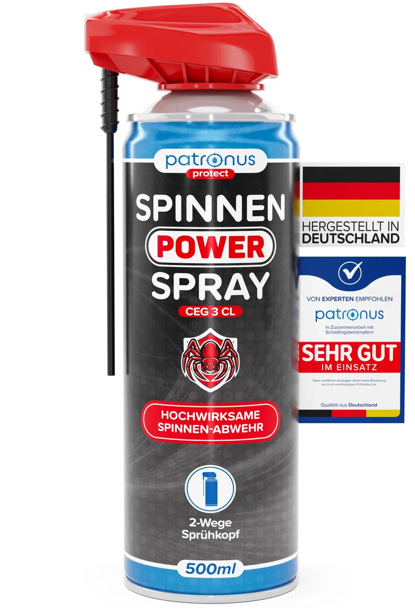 Patronus Spinnen Power Spray mit effektiver Sofortwirkung [500 ml] | Anti Spinnenspray mit Sprühlanze gegen Spinnen & zur Spinnen Abwehr, hochwirksames Anti Spinnen Spray für Indoor & Outdoor