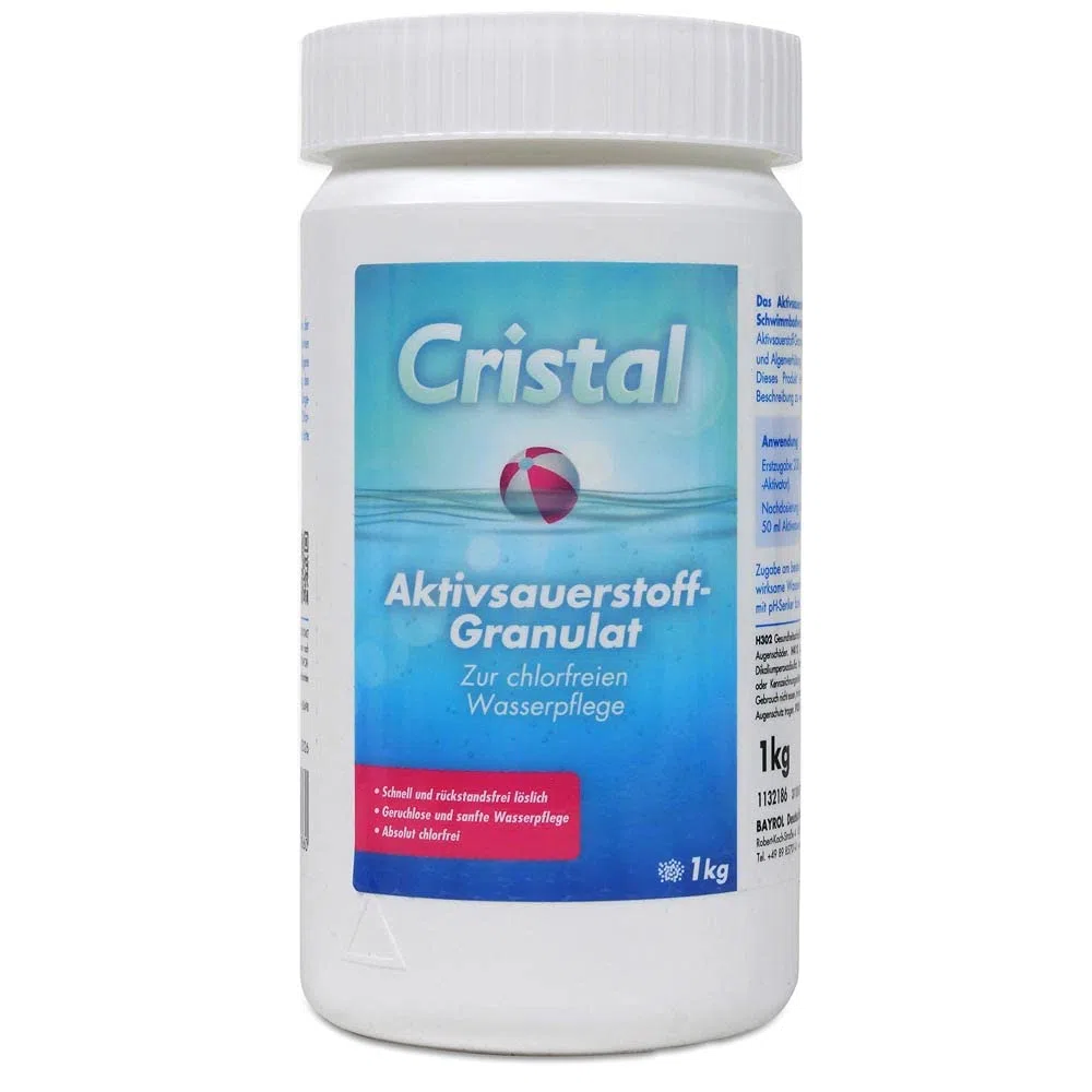 Aktivsauerstoff GRANULAT 1,0 kg - Chlorfreie Wasserdesinfektion - Sanfte und geruchsfreie Alternative zu Chlor - Wirksame Wasserdesinfektion - Benötigt zusätzlich Cristal Aktivsauerstoff Aktivator