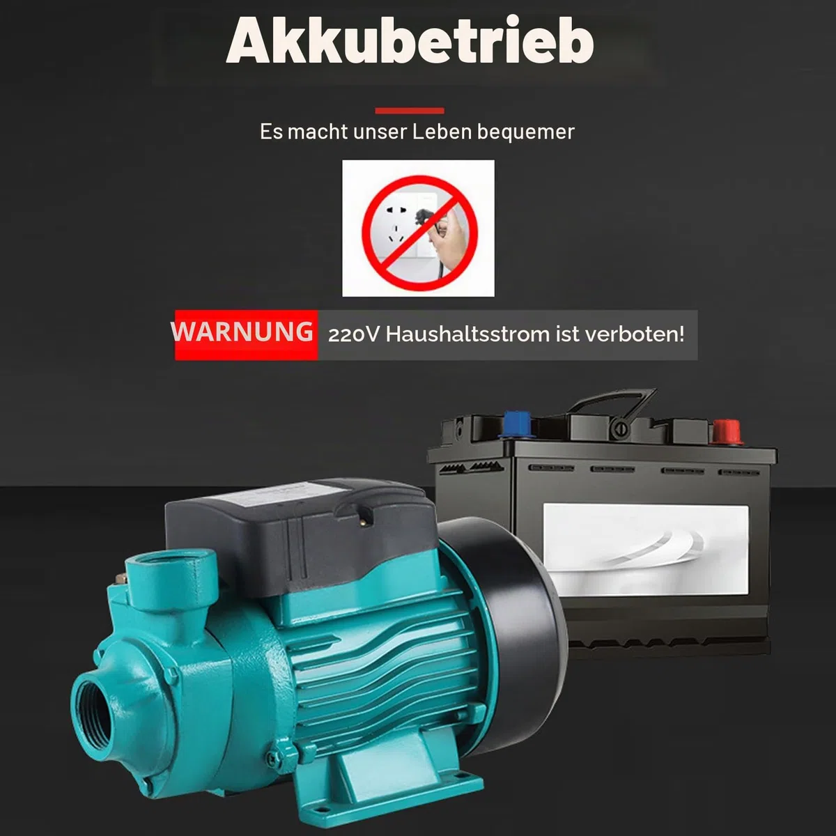 Teichpumpen für Outdoor -Teiche, Kleine Wasserpumpe Solar DC Wirbelpumpe 200 W 3200 U/Min 35 Lpm groß 25 M Solarwasserpumpe Hochleuter Wirbel Wirbelpumpe (DC12V)