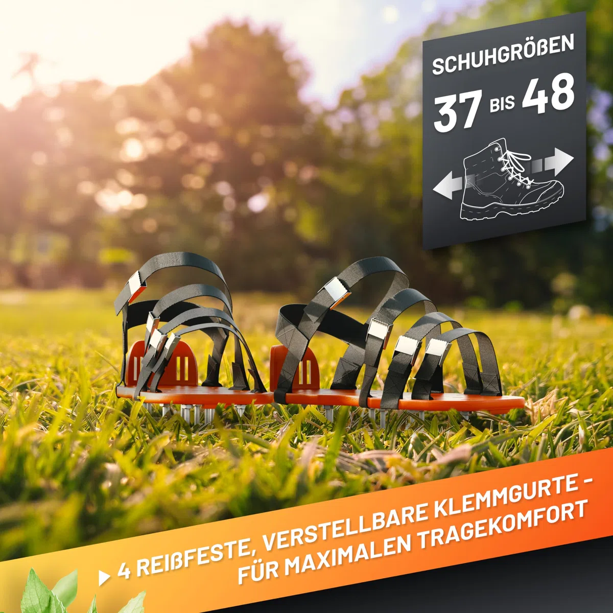 GRÜNTEK Rasenlüfter-Nagelschuhe für gesündere Rasenflächen, rutschfestes, rostfreie Dornen, zum Rasen Vertikutieren und Aerifizieren, Rasen-Belüfter-Sandalen Rasenlüfterschuhe