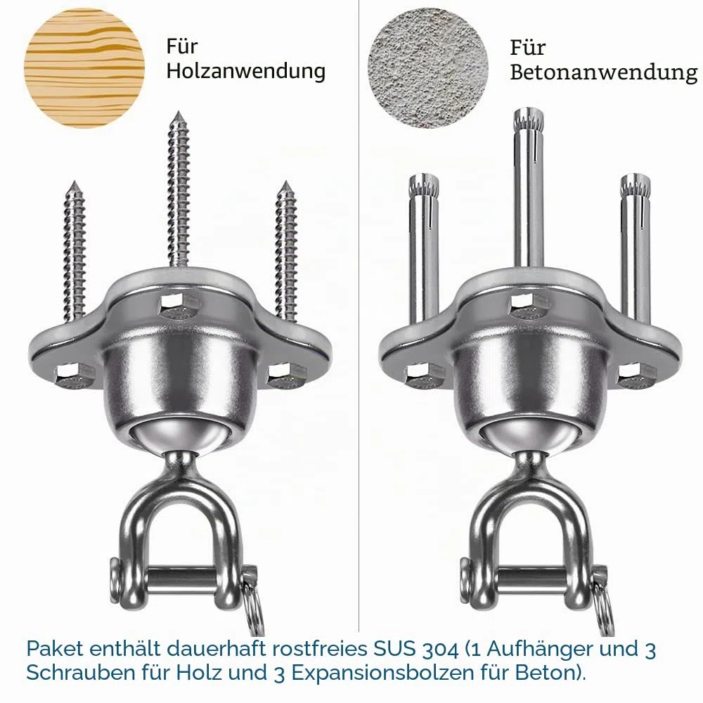 SELEWARE Schaukelhaken Schwerlast Hängesessel Outdoor - Drehhaken Boxsack Halterung Deckenhaken Holzbalken hängematte Befestigung Deckenhalterung für Reifennetz-Schaukel Gym Yoga 400KG Kapazität