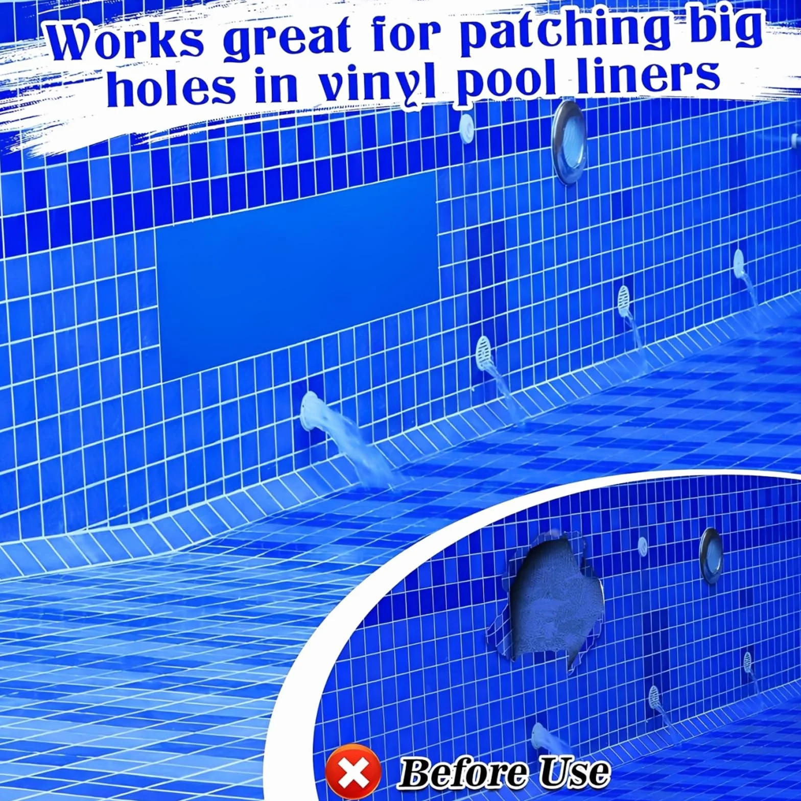 Selbstklebende Reparaturflicken Pool für Schwimmbecken 4FT x 2.8FT PVC Pools Patches Extra Groß Pool Reparatur Unterwasser für Wasserbett Aufblasbares Boot Schwimmbäder