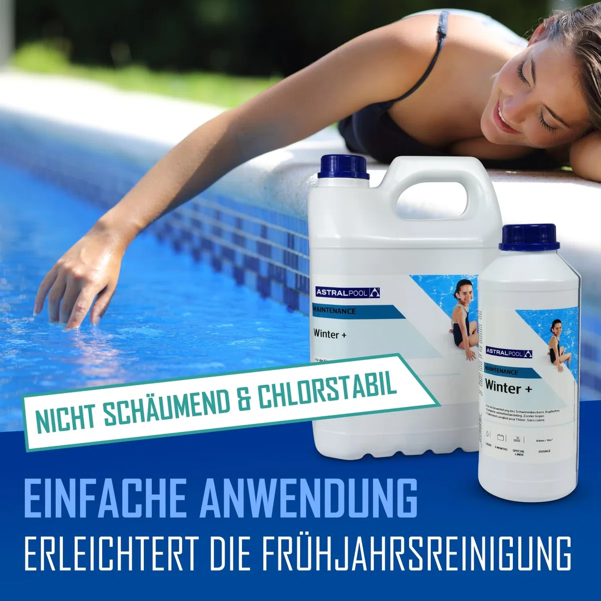 Astral Pool Wintermittel 1L - Effektive Winterpflege für Pools - Verhindert Algen Bakterien Kalk - Einfache Anwendung - Schwimmbecken Einwinterungsmittel