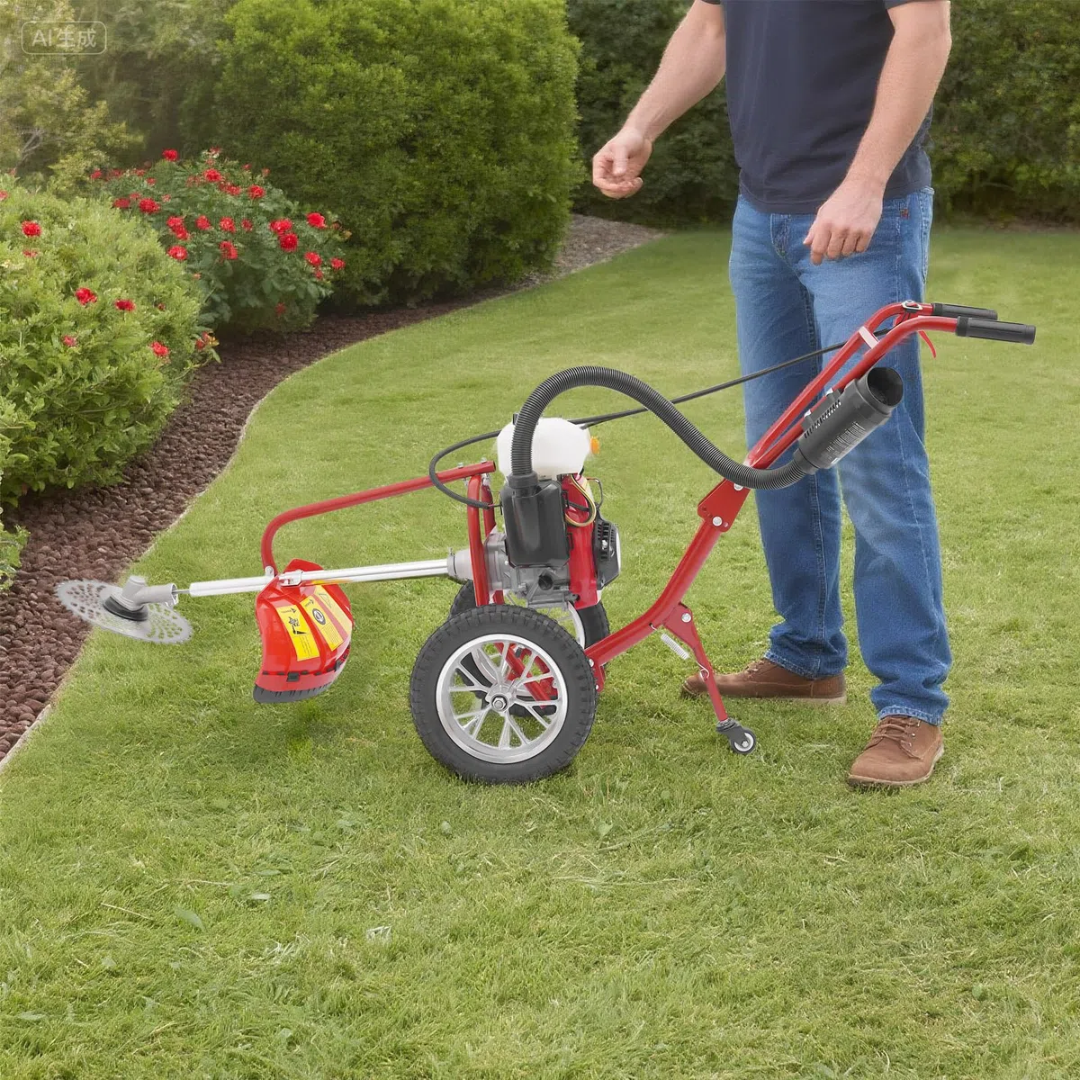 4PS 63cc benzinbetriebener Motorhacke, Garten-Motorhacke, Bodenbearbeitungsmaschine mit Seilzugstarter, 10 cm Arbeitstiefe, luftgekühlt, geeignet für die Bodenbearbeitung in Gärten und auf Feldern