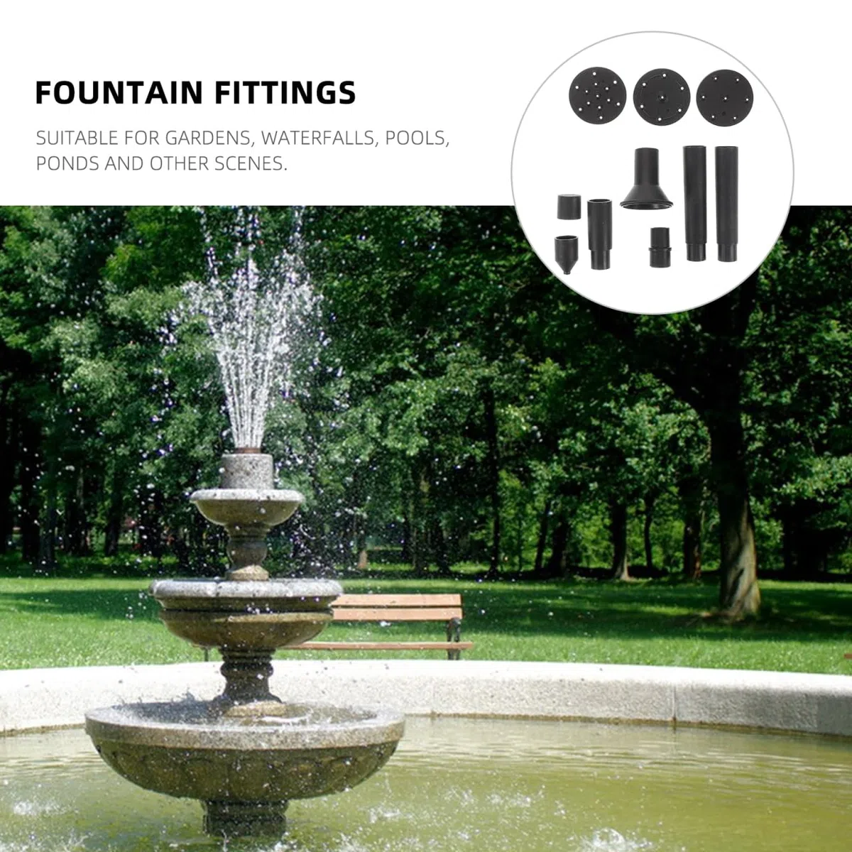 UPKOCH 11-Teiliges Solarbrunnen Zubehör Set Mit Vielseitigen Brunnen Düsen Für Garten Teich Wasserfall Und Vogelbad Solarbetriebene Wasserpumpen-Teile Für Außenbereich