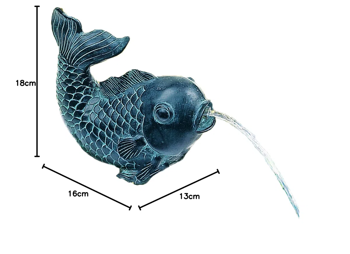 Heissner Teichfigur Speier Fisch Dekor Bronze