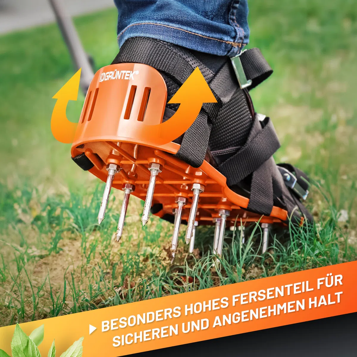 GRÜNTEK Rasenlüfter-Nagelschuhe für gesündere Rasenflächen, rutschfestes, rostfreie Dornen, zum Rasen Vertikutieren und Aerifizieren, Rasen-Belüfter-Sandalen Rasenlüfterschuhe