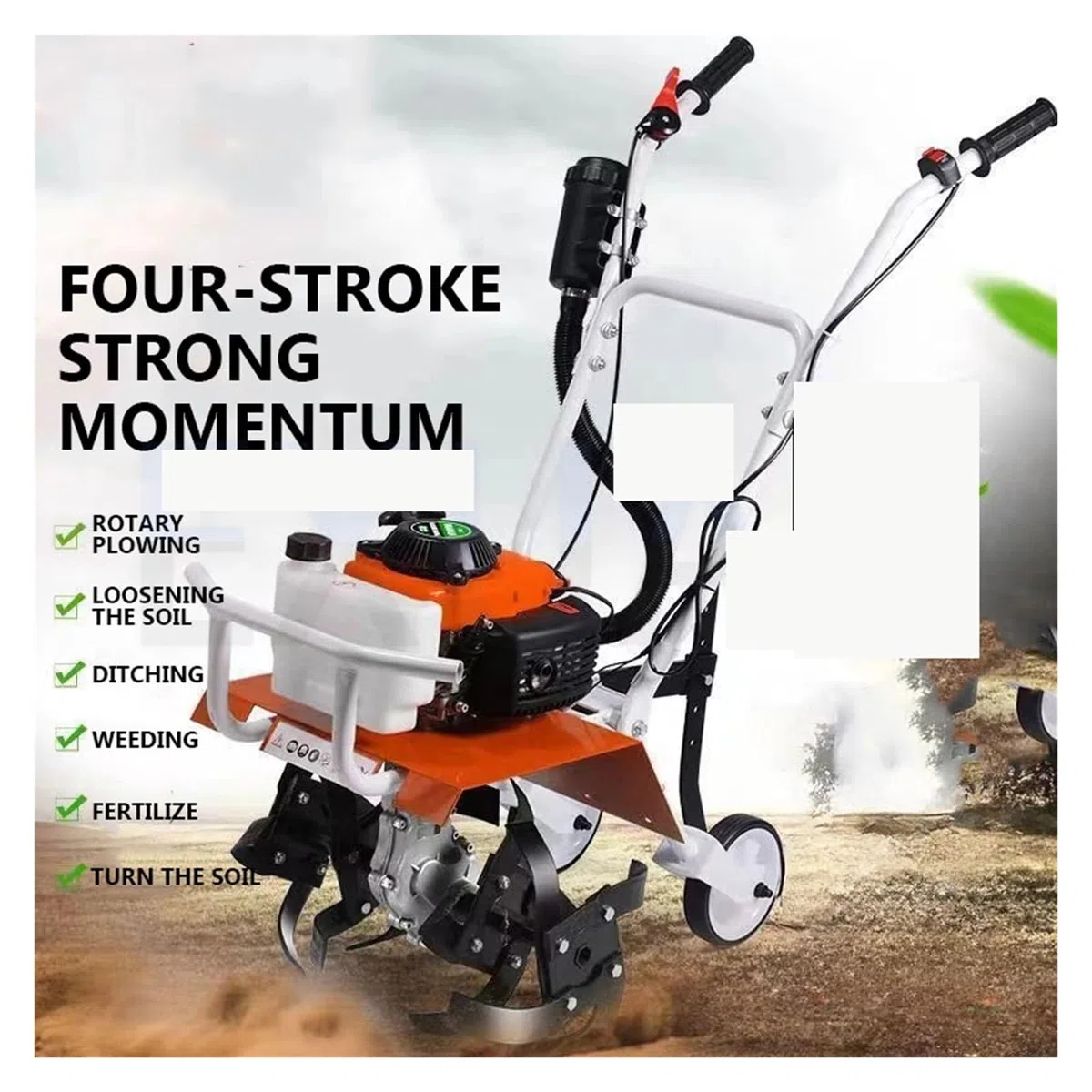 Viertakt-Kreiselgrubber, Leistungsstarke Bodenlockerungs-Bodenbearbeitungsmaschine, Kleine Grabenfräse, Kreiselfräse, Grubber, Bodenbearbeitung Hohe Effizienz, Sicher(Two-Stroke)