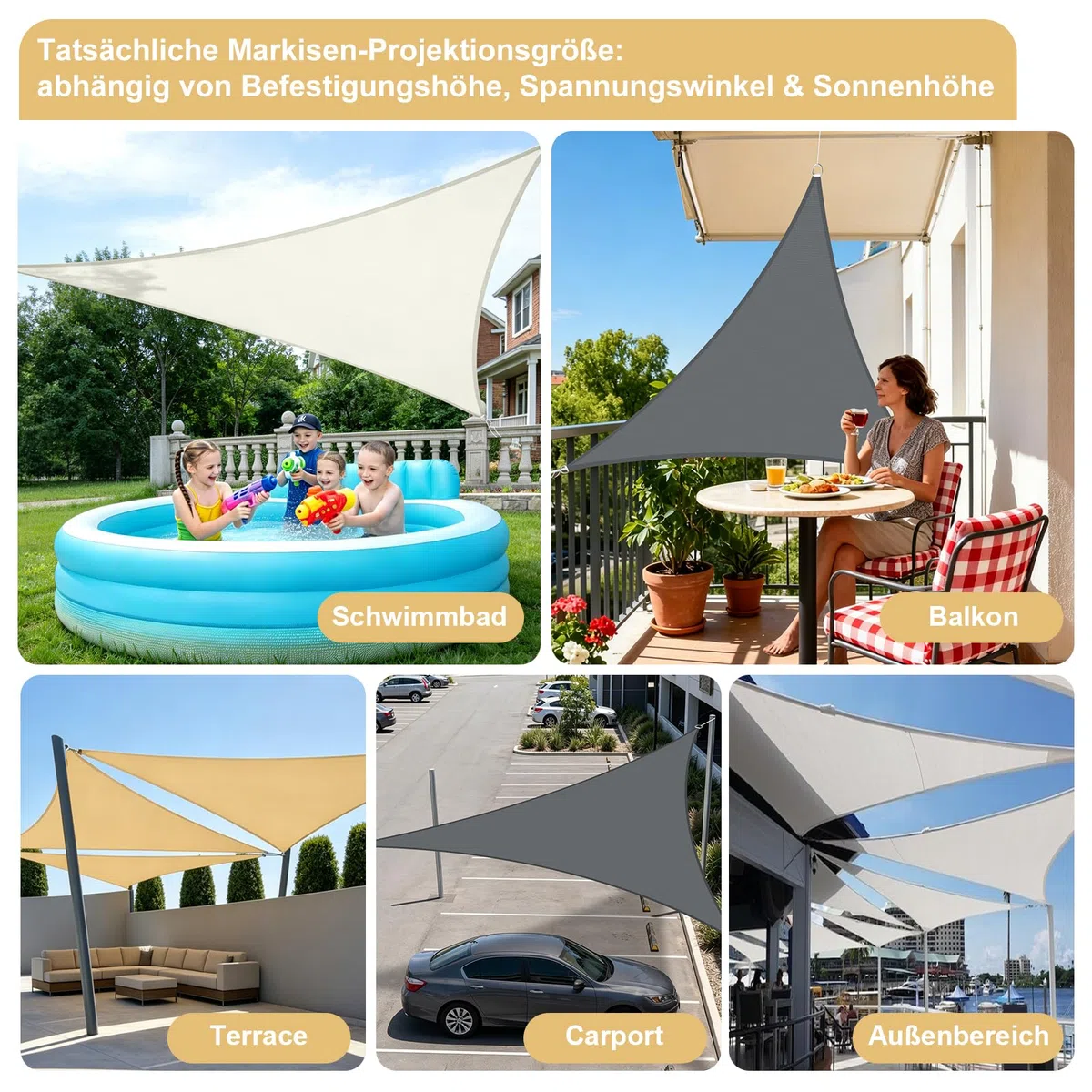 LOVE STORY Sonnensegel Dreieckig 3x3x3m Wasserdicht Segeltuch Sonnenschutz Windschutz PES mit 95% UV-Schutz für Balkon, Garten, Terrasse (Anthrazit)