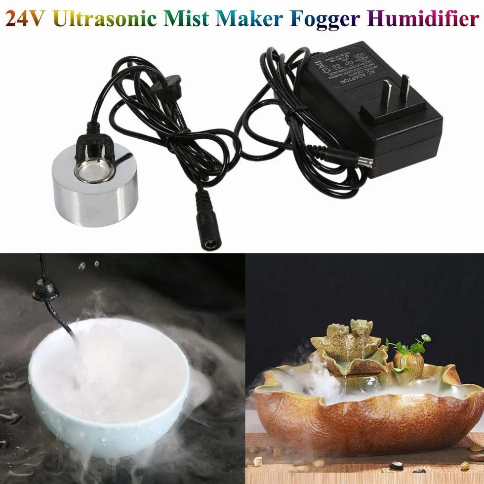 Tyenaza Ultraschall Vernebler, Mini Nebelmaschine Nebler Vernebler, Mini Fogger Ändern Ultraschall Nebelmacher Nebelwasserbrunnen Teich Zerstäuber Luftbefeuchters LED mit Adapter (EU Plug 100-240V)