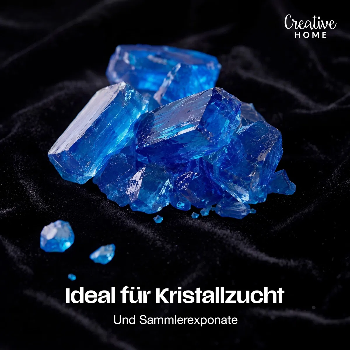 Creative Home Kupfersulfat Pentahydrat 1kg Kupfervitriol ohne Antibackmittel | Kupfer(II)-sulfat-5-hydrat für Labor, Kristallzucht, Experimente, Verkupfern