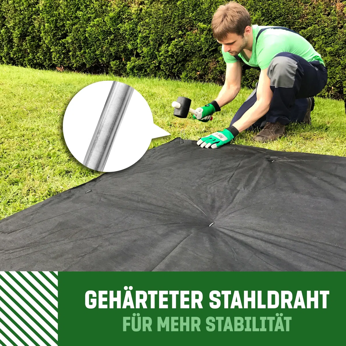GardenGloss Rostfreie Erdanker aus Stahl (100 Stück) - 150 x 25 mm, Ø 3 mm | Stabile Bodenanker für Unkrautvlies - Gartenvlies - Zaun & Camping