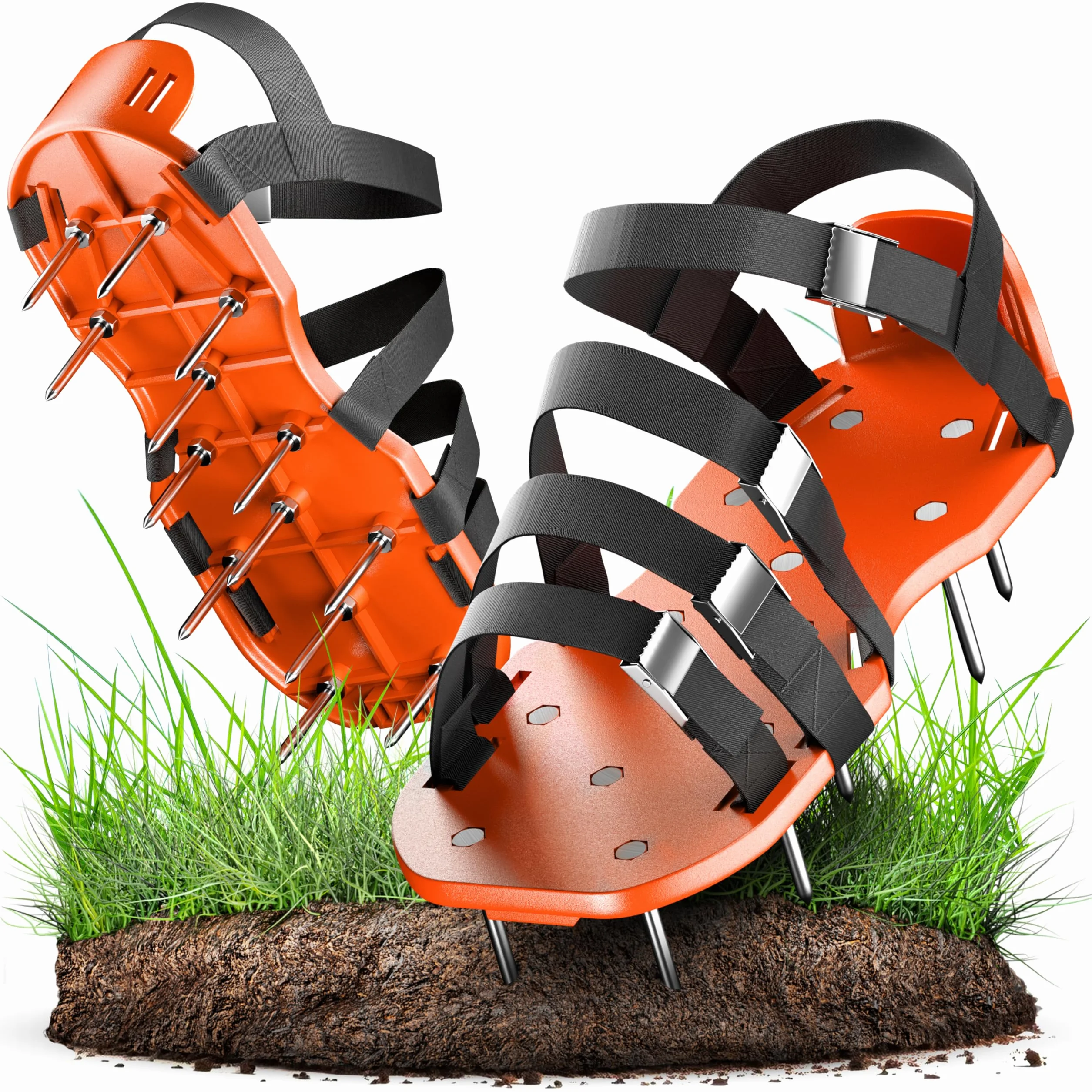 GRÜNTEK Rasenlüfter-Nagelschuhe für gesündere Rasenflächen, rutschfestes, rostfreie Dornen, zum Rasen Vertikutieren und Aerifizieren, Rasen-Belüfter-Sandalen Rasenlüfterschuhe