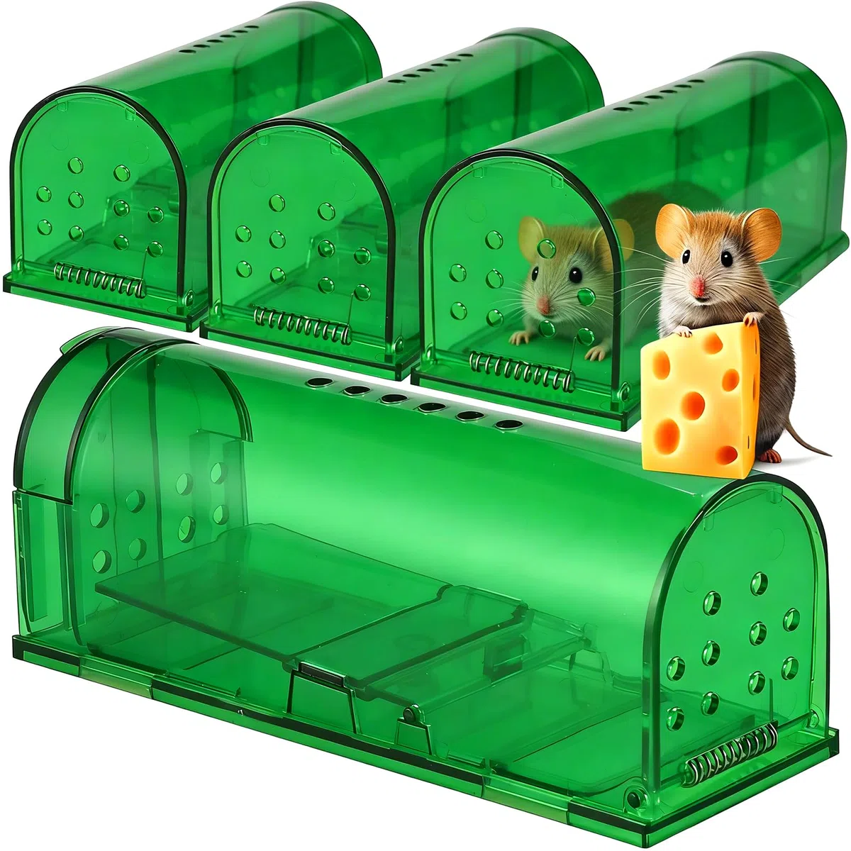 Cieex Lebendfalle für Maus, 4er Set Mausefalle Lebend Ratte, Tierfreundlich Lebendfalle Maus Hochsensibler Auslösemechanismus mit Luftlöchern, Wiederverwendbare Mausefalle für Mäuse