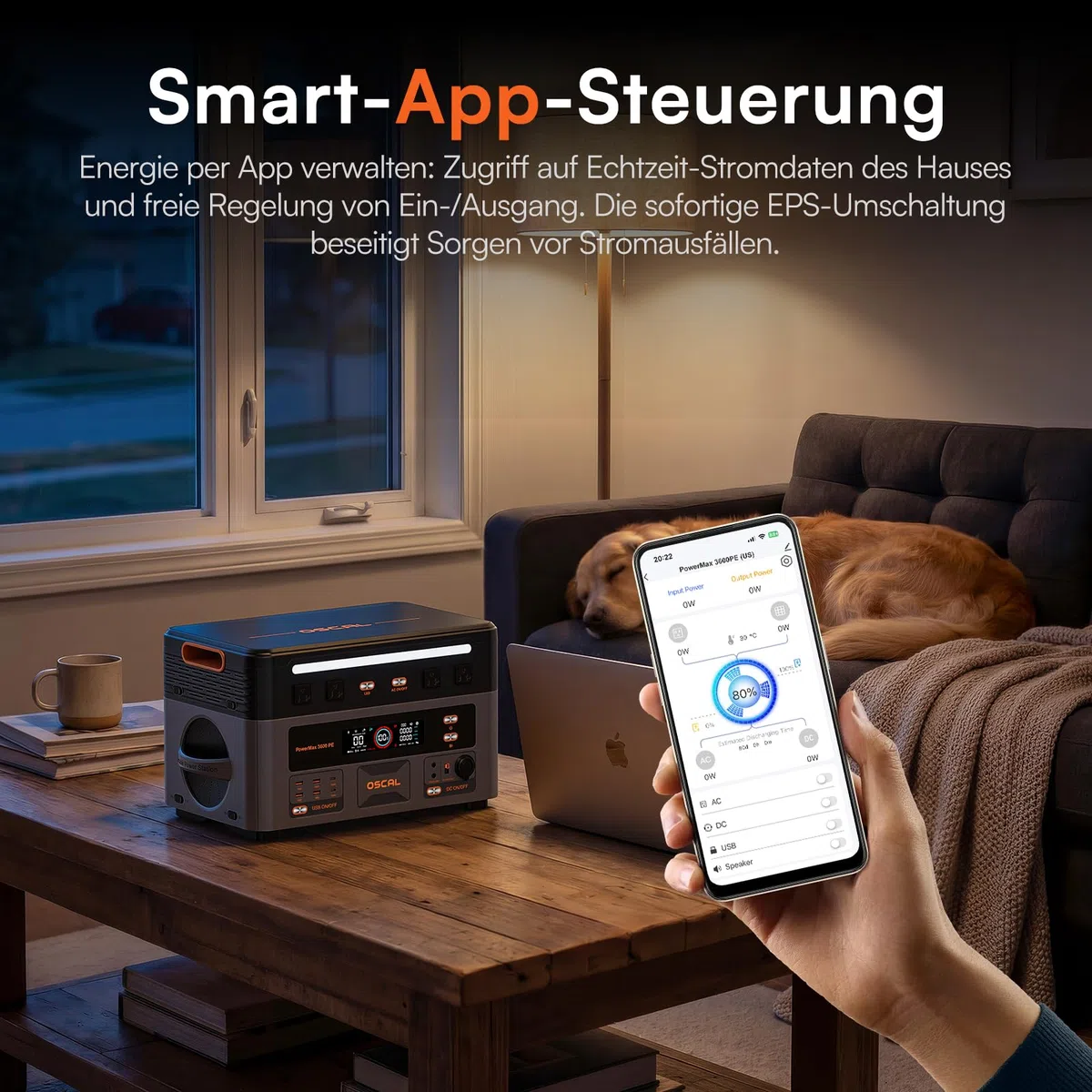 3600W Tragbare Powerstation PowerMax 3600PE, 2016Wh Solargenerator mit LiFePO4 Akku, 0–80% in 45 Min.Laden, APP, 14 Anschlüsse, USV, Portable Power Station für Camping, Wohnmobile
