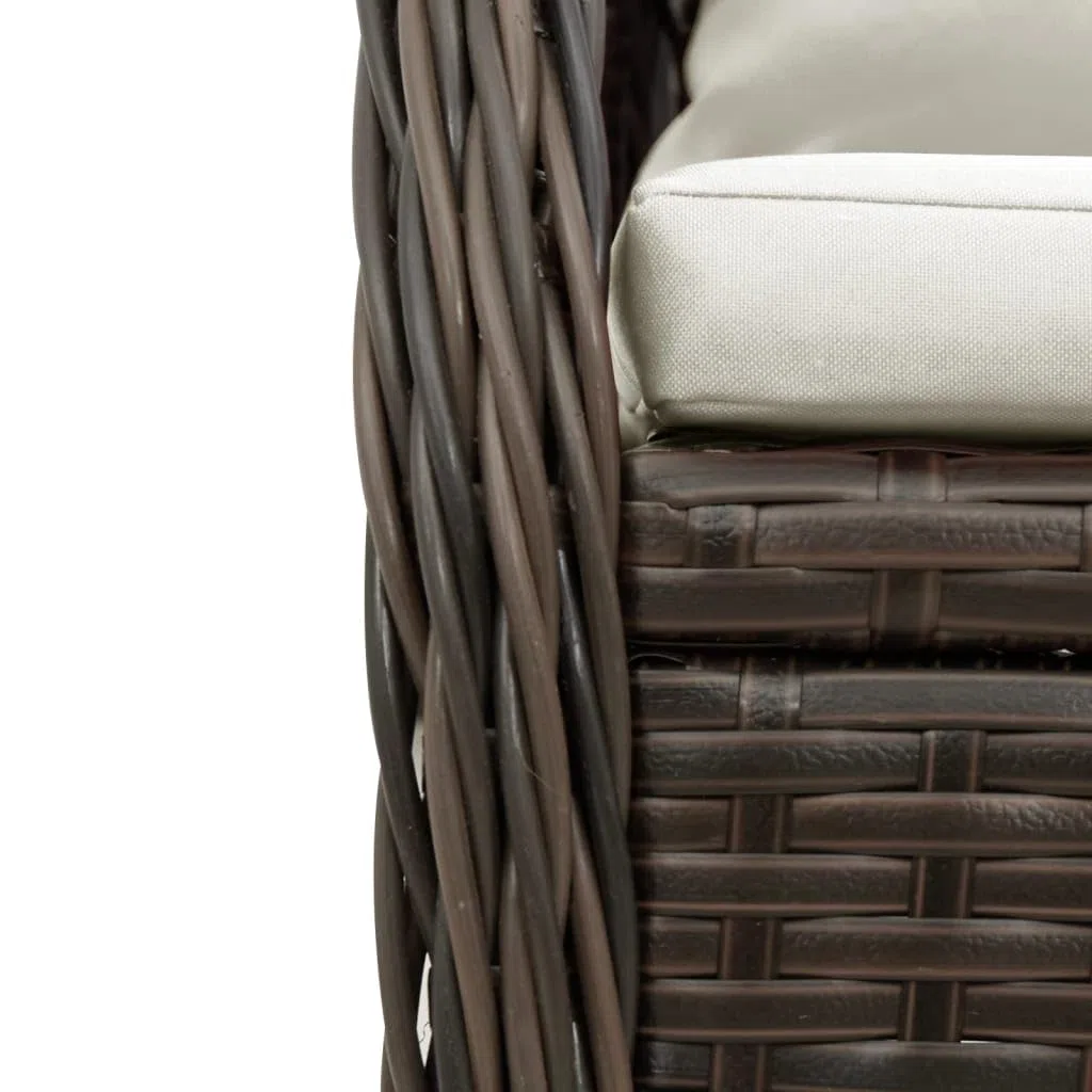 5-TLG. Garten-Essgruppe mit Kissen aus Braunem Poly Rattan, Outdoor Esstischgruppe mit Verstellbarer Rückenlehne und Abnehmbaren Bezügen, Wetterfeste PE Rattan Möbel