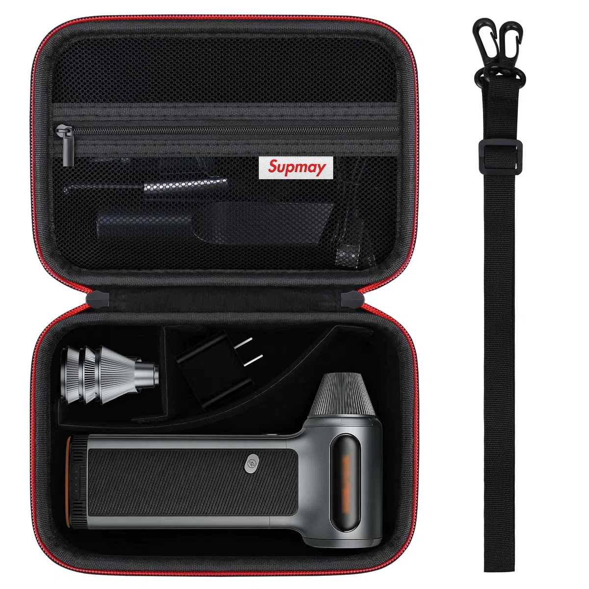 Tragetasche für WOLFBOX MF50/ MF200/ MF100 Electric Air Duster, Kabelloser Luftstauber Speicherhalter Passt MF200/100/50 Kit mit Reißverschluss Mesh Tasche für Speicherdüsen, Bürsten, Schwarz