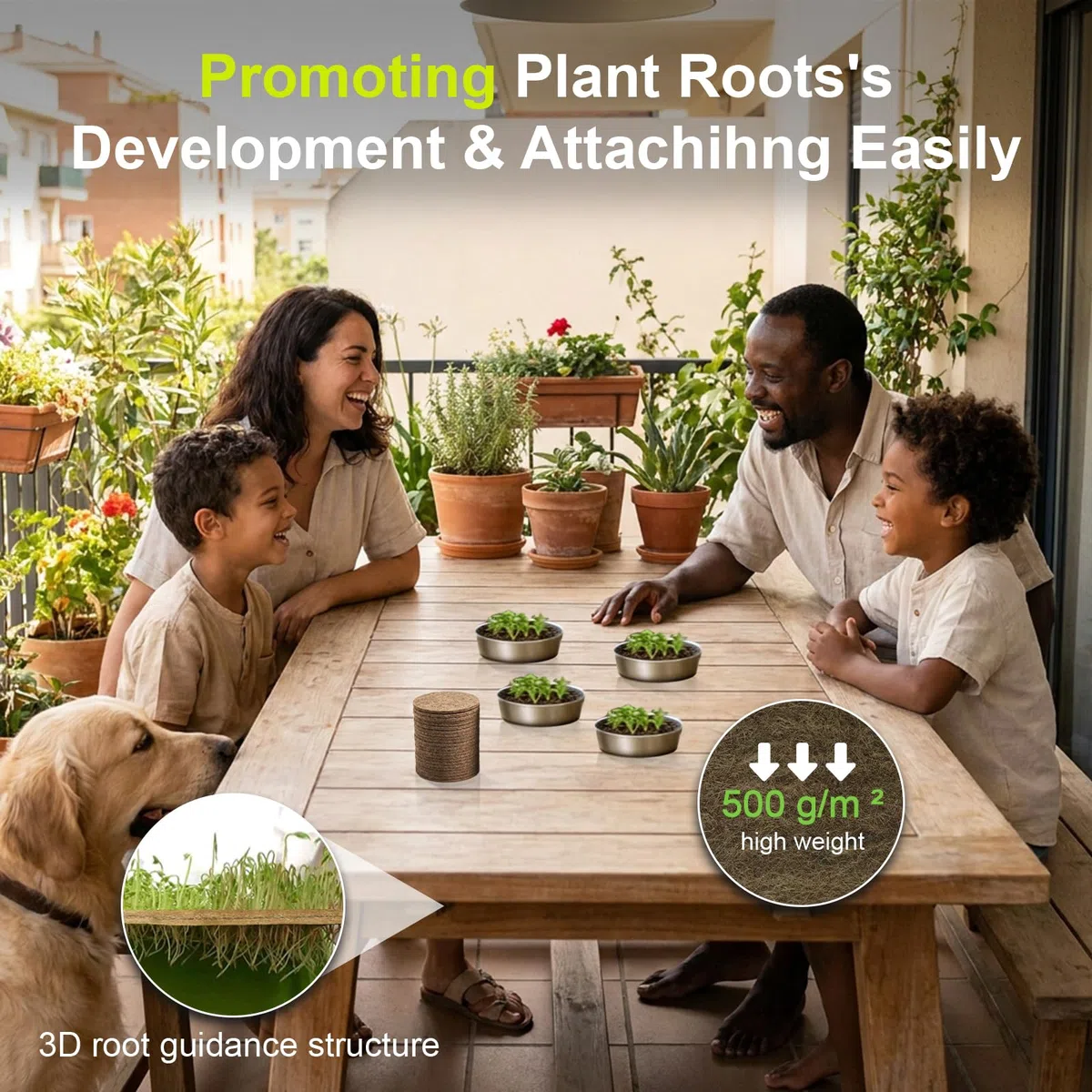 45er Jutte Microgreens Anzuchtschalen mit 500g/m², 95x95x5mm, Kresse Anzuchtschalen Set mit 3 Edelstahl Trays, Biologisch Abbaubares, Sprossen Anzuchtschale für Weizengras, Tomaten