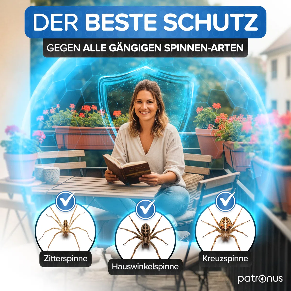 Patronus Spinnen Power Spray mit effektiver Sofortwirkung [500 ml] | Anti Spinnenspray mit Sprühlanze gegen Spinnen & zur Spinnen Abwehr, hochwirksames Anti Spinnen Spray für Indoor & Outdoor