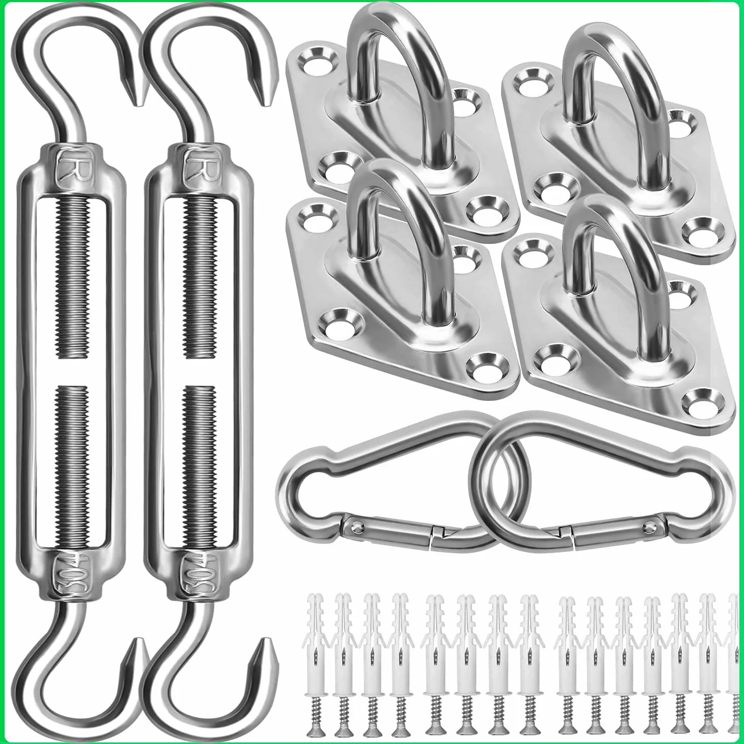 Sonnensegel Befestigung Set Zubehör 304 Edelstahl Sonnensegel Befestigungsset sonnensegel Spanner Montage Aufbau für Viereck und Dreieck Garten, Awnings Mounting Assembly