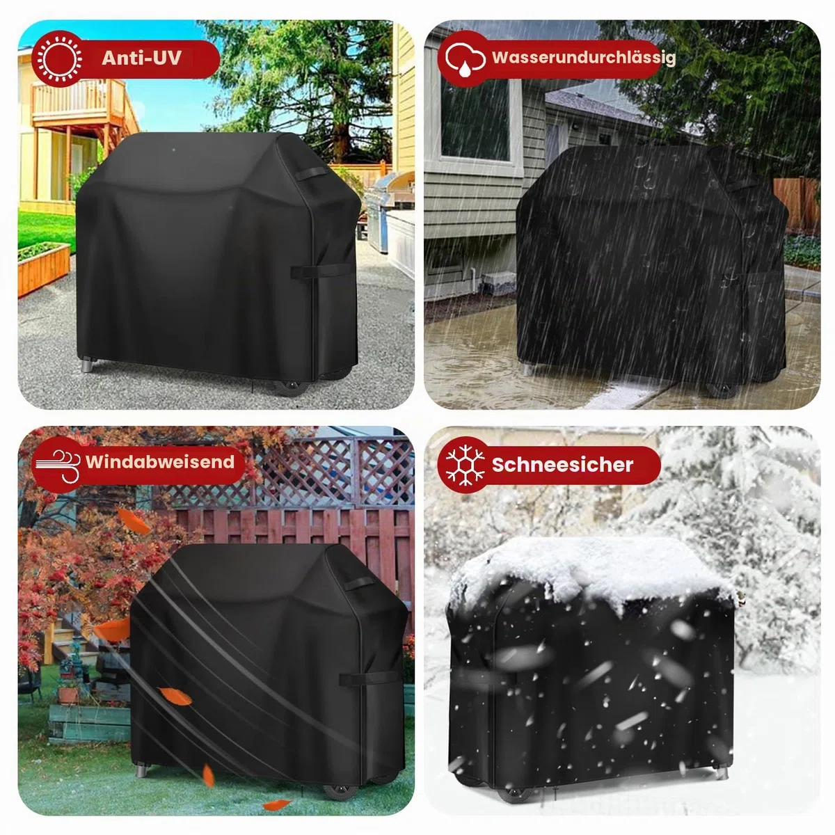 GARPROVM Grillabdeckung wetterfest, Gasgrill Abdeckung Winterfest 147x61x122cm Grill Abdeckhaube Wasserdicht, Grill Wetterschutzhülle Oxford Gewebe Schneefest Grillhaube Grill Abdeckplane