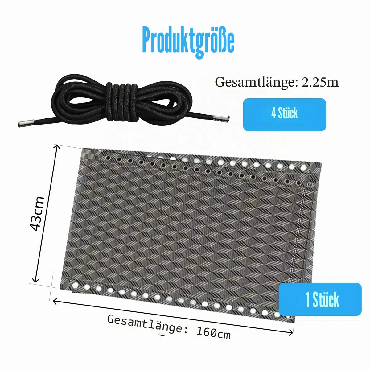 Ersatzbezug für Liegestuhl mit 4 elastischen Seilen (160 x 43 cm), Ersatzstoff für Zero-Gravity-Stuhl, Klappstuhl, Gartenstuhl, Liegestuhl, Outdoor-Reparaturstoff (Diamond Shape)