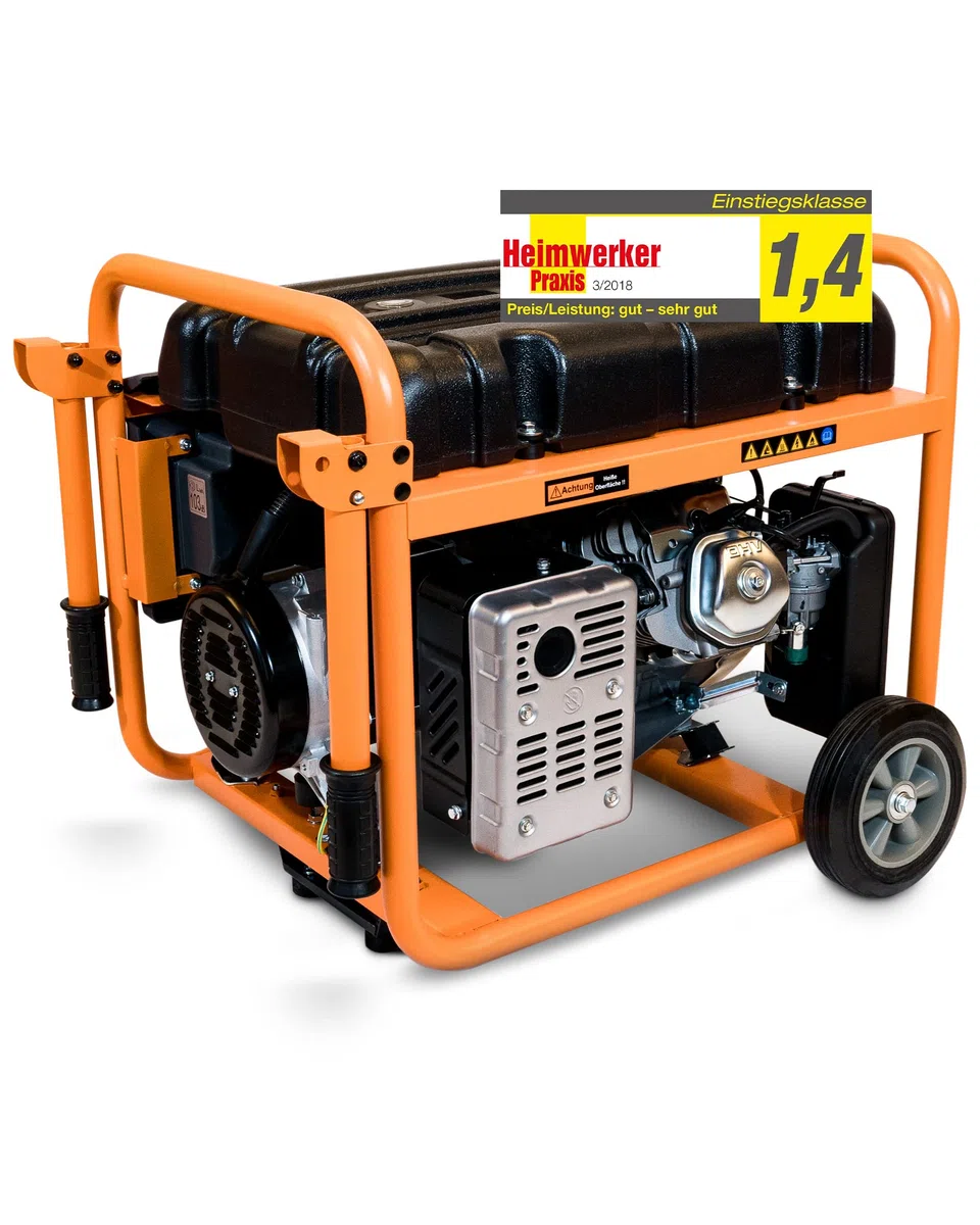 KnappWulf Generator Stromerzeuger Stromaggregat Notstomaggregat KW8300 mit 7,7kW max. Leistung bei 400V, 2,56 kW bei 230V, 25L Industrie Kunststofftank, Ölmangelsicherung, AVR, Elektrostarter