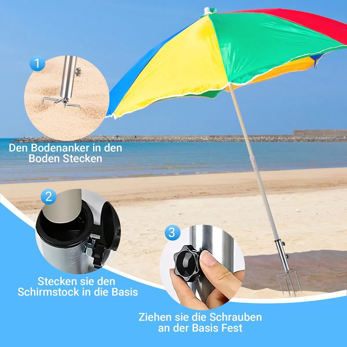 GOZYLA Sonnenschirmständer mit Rasendorn Schirmständer 4 Zinken: Sonnenschirmhalter Spikes Klein Fuß Terrassenschirm Stahlanker Fahrbar Sonnenschirmfuß für Außenbereich Gras Sand Strand