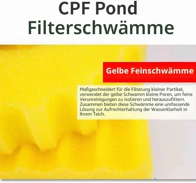 CPF-2500 Teichfilter Schwämme – Biologische Filterschaum Pads für CPF Druckteichfilter, Effiziente Teichfilter Medien, Dual-Dichte Schwamm Ersatz (2 x Gelbe Fein- & 2 x Blaue Grob-Schwämme, Ø 23 cm)