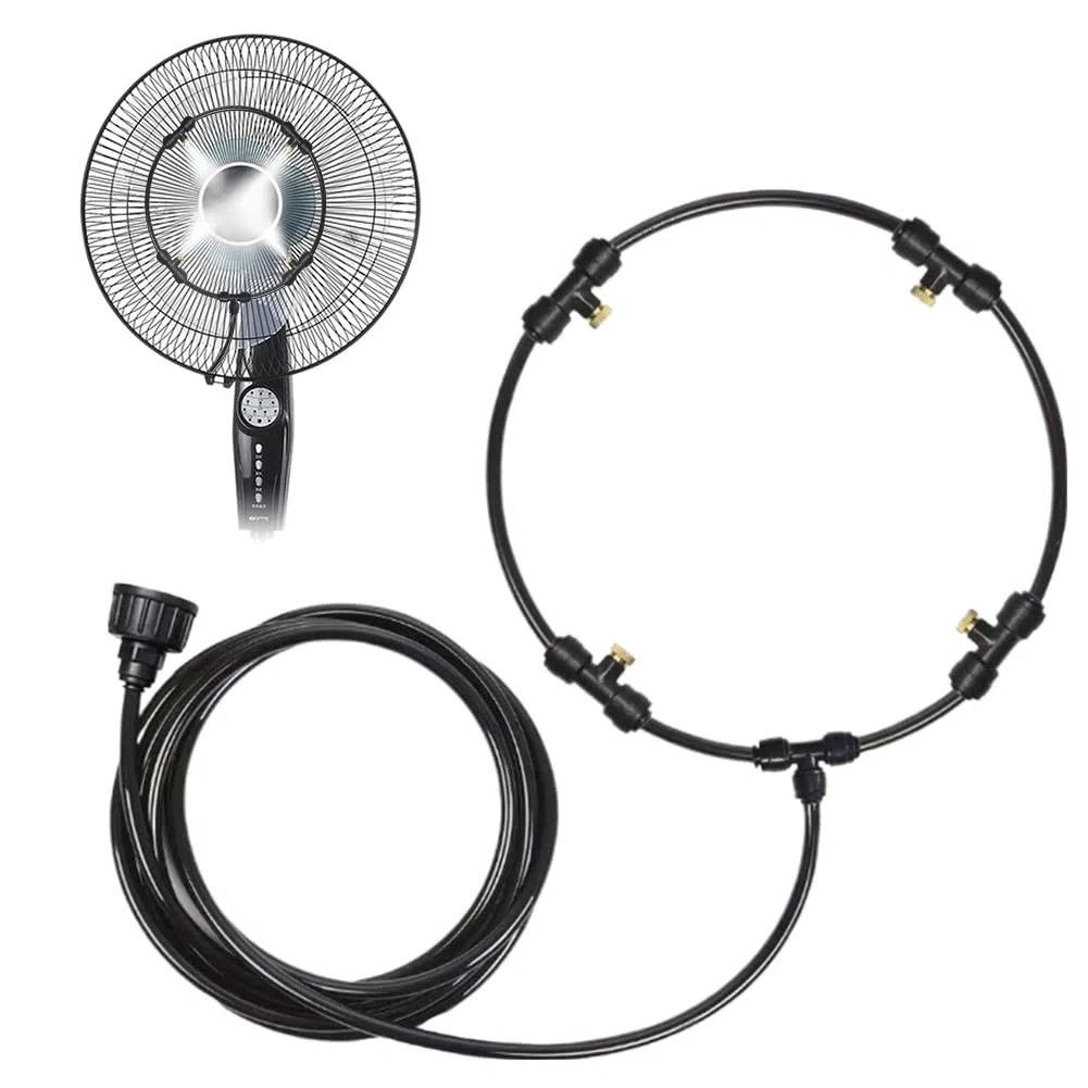 16-Zoll-Außenventilator-Kühlnebelsystem Tragbares Sprühsprinkler-Nebel-Kit Nebelventilator-Düsen-Kit Ventilatorsprüher Outdoor-Garten-Terrassen-Vernebler