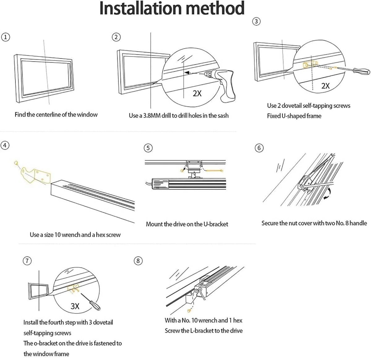 Elektrischer Kettenantrieb, Fensteröffner, 600 N, für Dachfenster und Flügel, 300–1000 mm, mit automatischer Schließfunktion, ideal für Heim- und Büroautomation