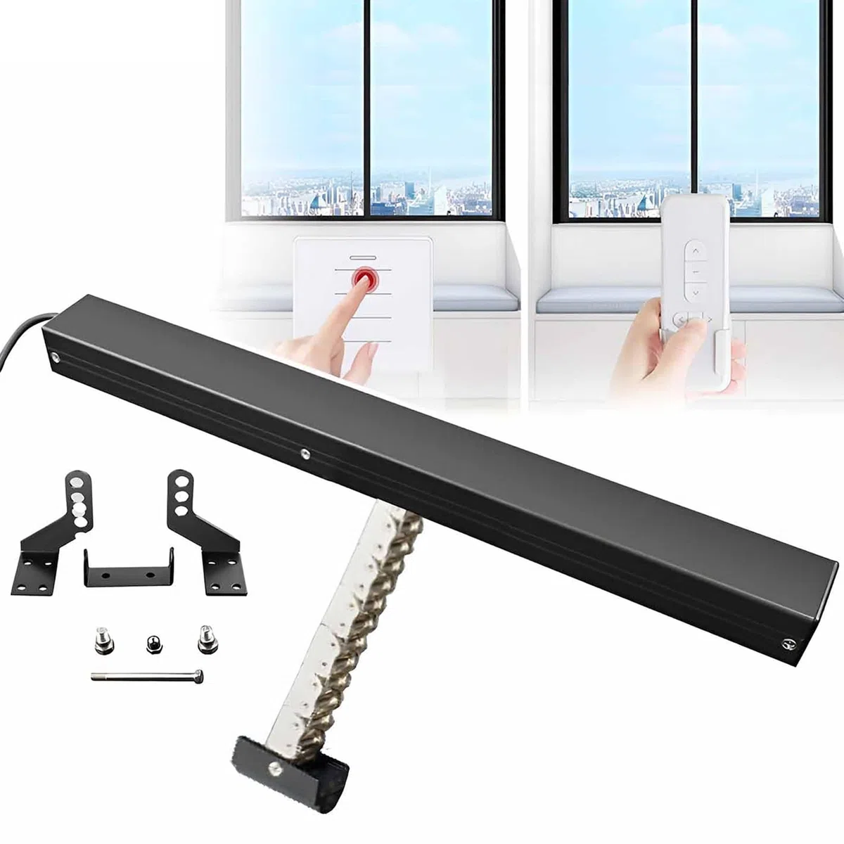 Automatischer Fensteröffner mit Fernbedienung, DC24V Elektrischer Kettenmotor-Antrieb - Optionaler Hub von 300mm–700mm für Dachfenster, Dachlüftung, Gewächshaus & Wintergarten 500mm