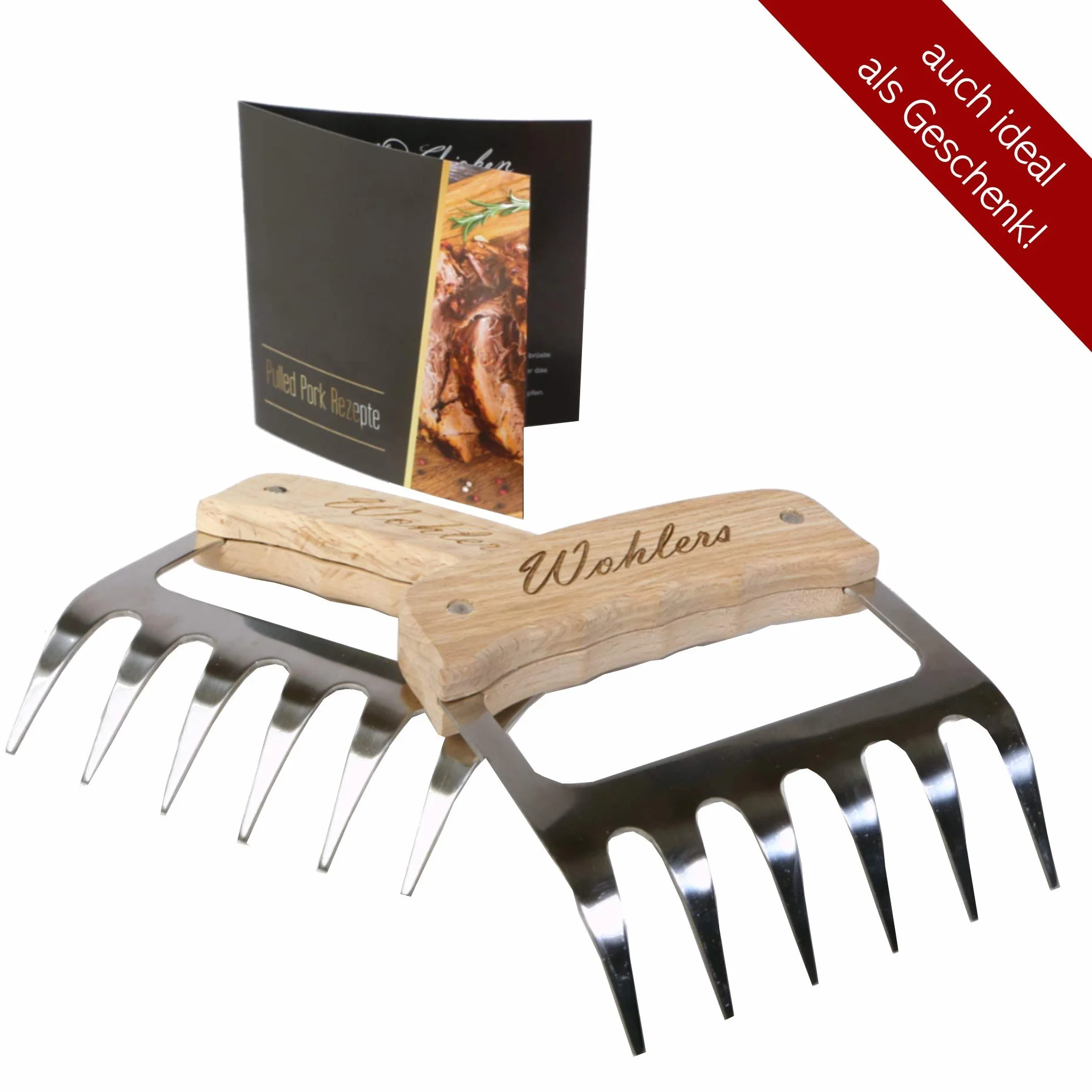 Pulled Pork Krallen für saftiges und leckeres Shredder BBQ - Edelstahl Fleisch Bärenkrallen für perfektes Pulled Pork - mit den Fleisch Krallen zur unvergesslichen Garten-Grill Party