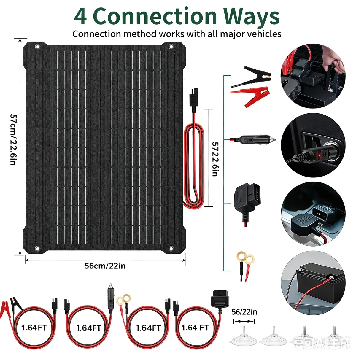 Paodekua 50 W 12 V wasserdichtes MPPT-Solarbatterie-Ladegerät und -wartung, UltraSmart-Laderegler mit V/A-Display, OBDII-Unterstützung und Solarpanel-Erhaltungslade-Sets für Auto, Auto, Boot